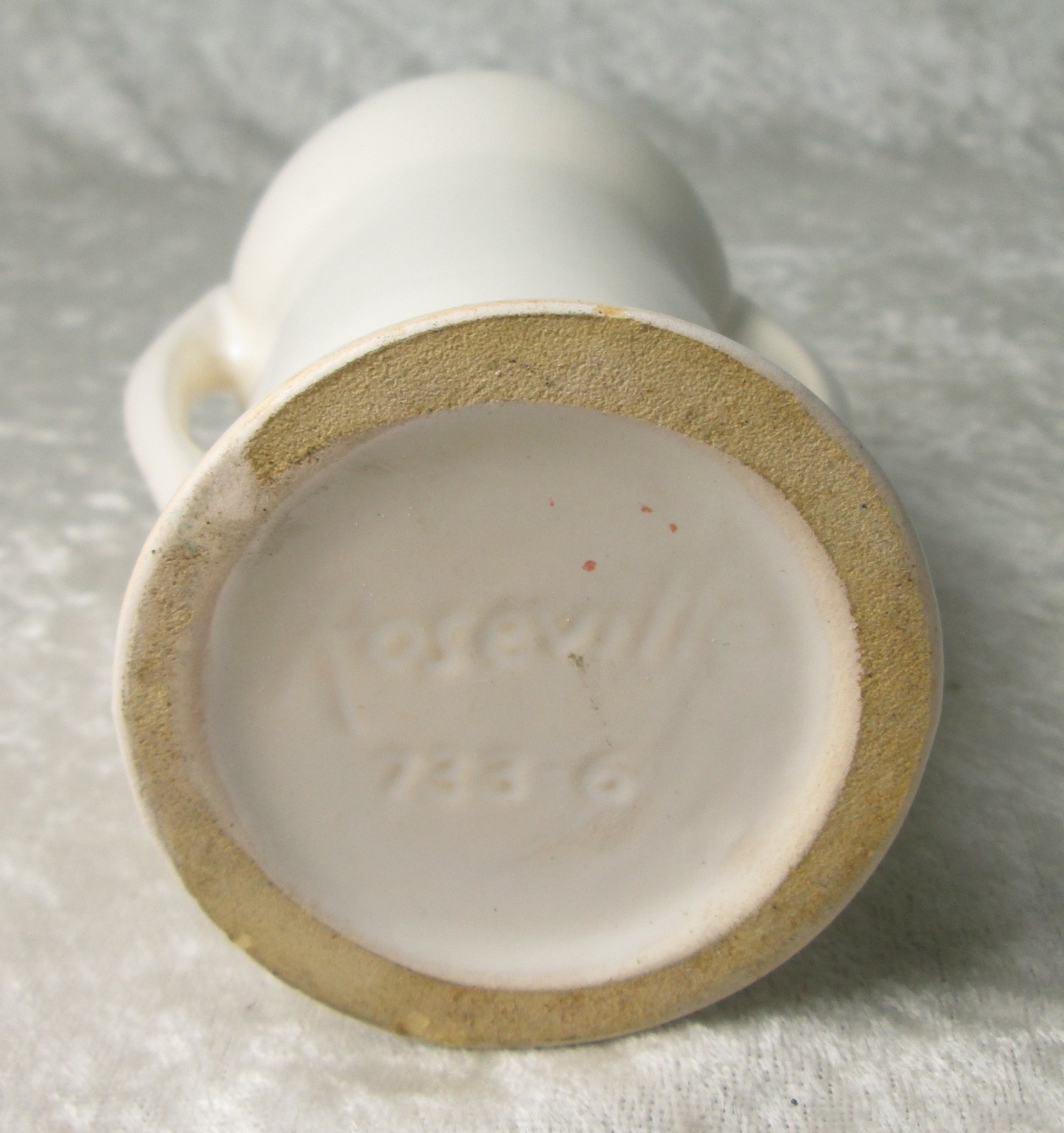 Roseville Pottery 733-6 Art Deco Vase 2 Handle White 6-3/8 inch Tall