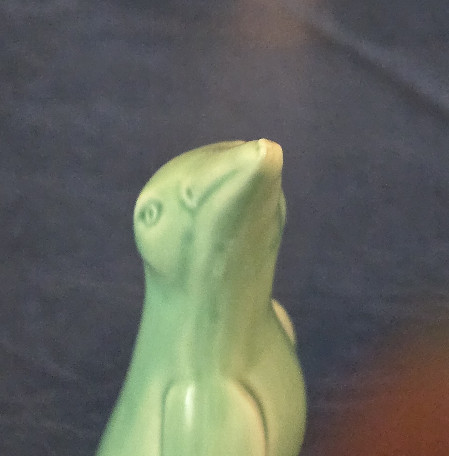 vintage pottery penguin figurine spruce green glaze