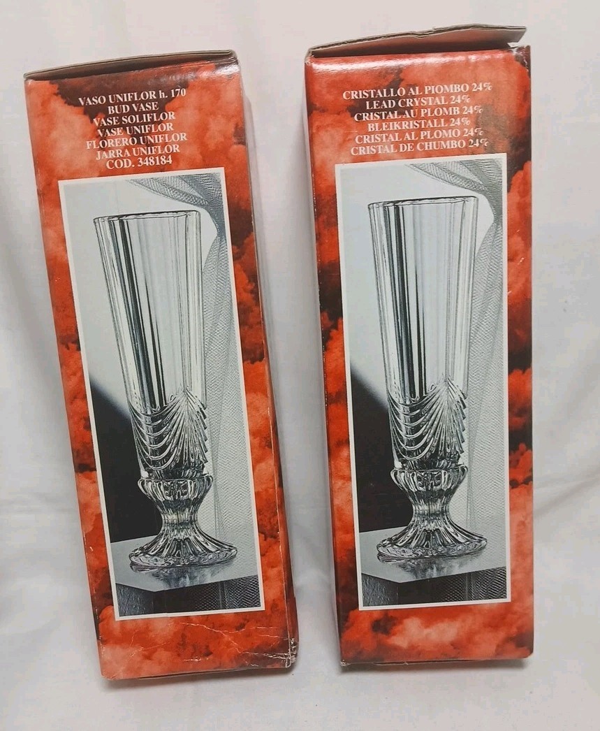 Pair “Aurea” RCR Royal Crystal Rock Bud Vase 6.7″ Made In Italia Open Box