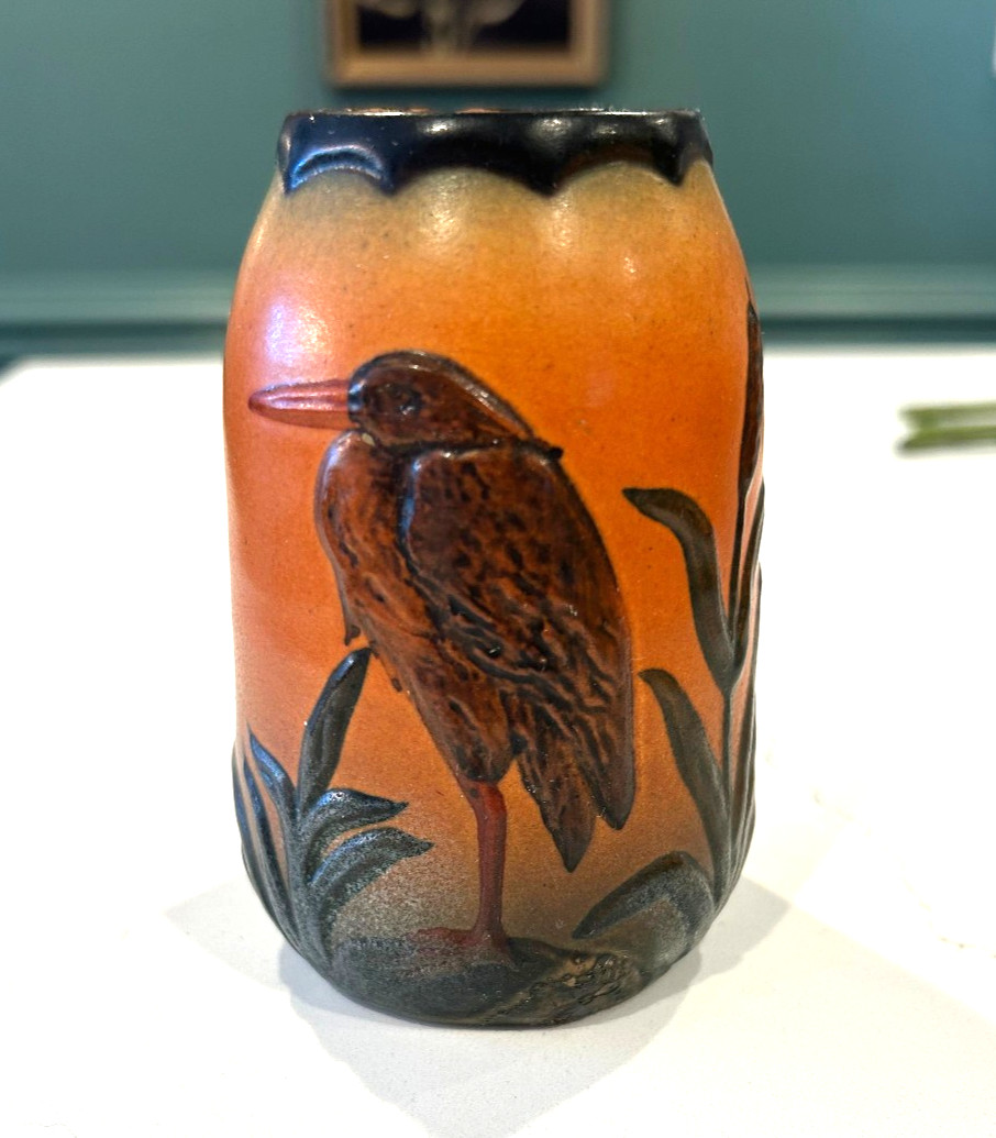 Antique Early 20th c Terracotta Ceramic P. Ipsens Enke Pottery Denmark Bird Vase
