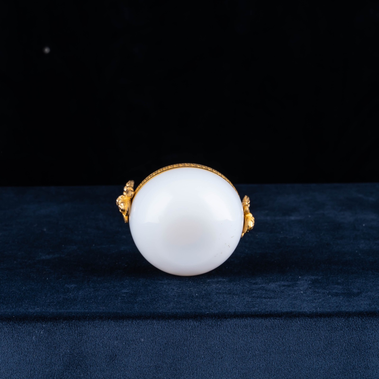 Vintage French White Opaline Glass Crystal Bowl Gilt Bronze Ram Head Handles