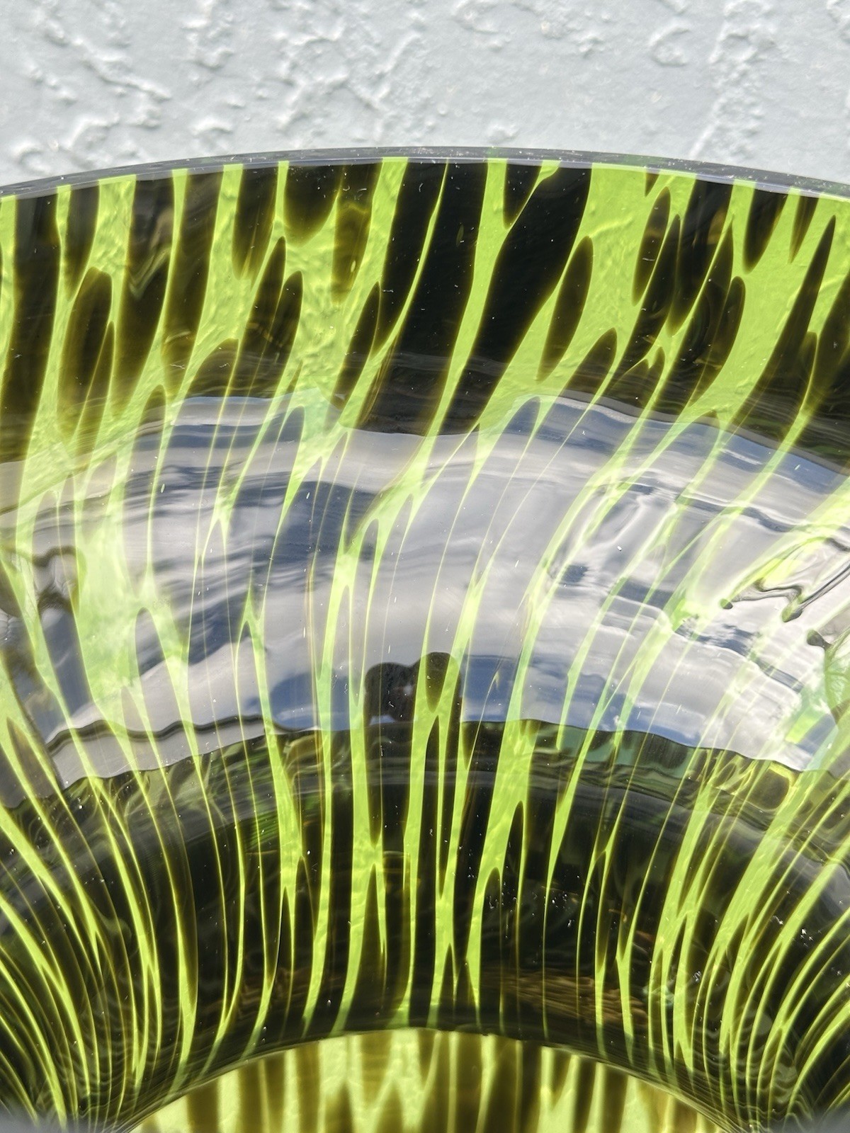 Vintage Large Art Glass Vase 31” Guild Poland– Green Black Handblown Style