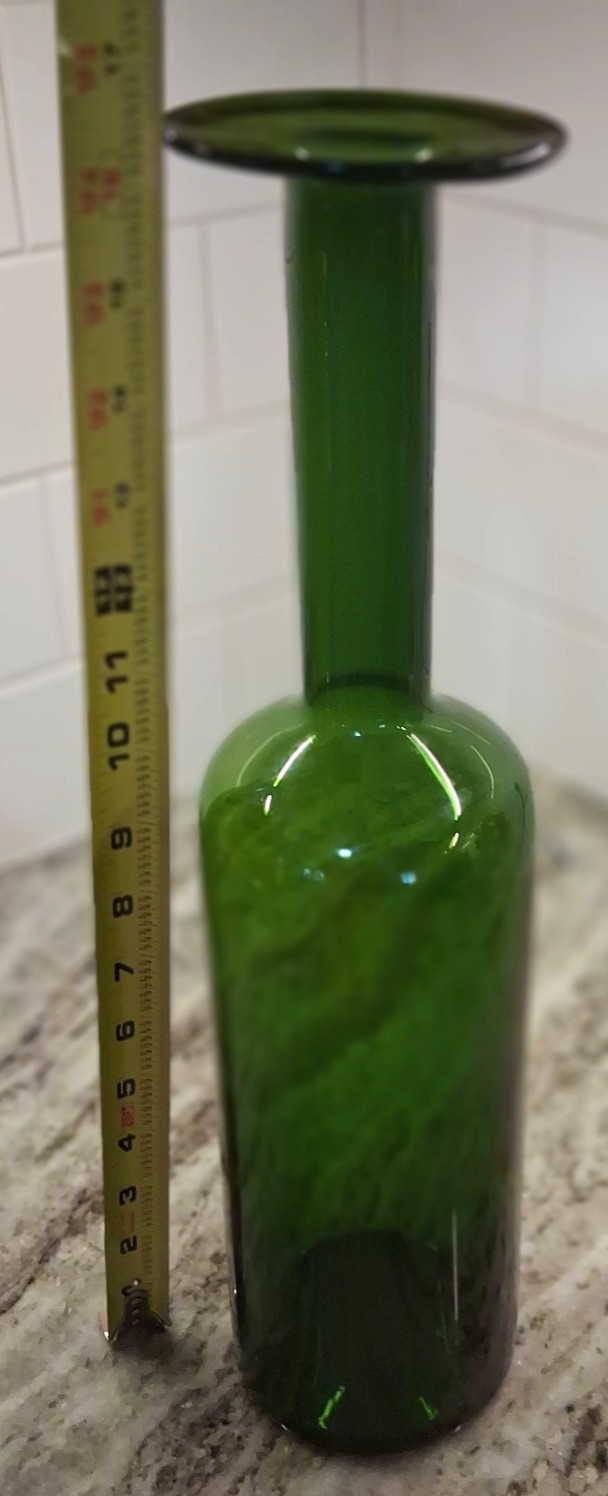 Vintage Modern HOLMEGAARD Bottle Tall Vase Gulvvase by Otto Brauer Sweden 16.5”