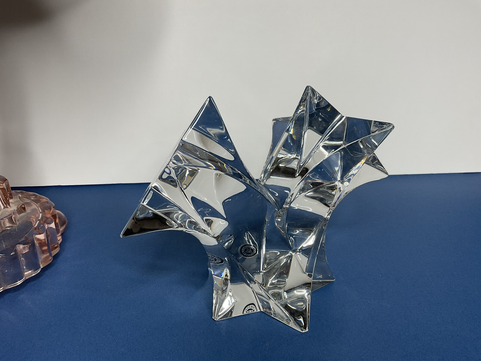 RARE Val Saint Lambert Crystal Double Star New In Box