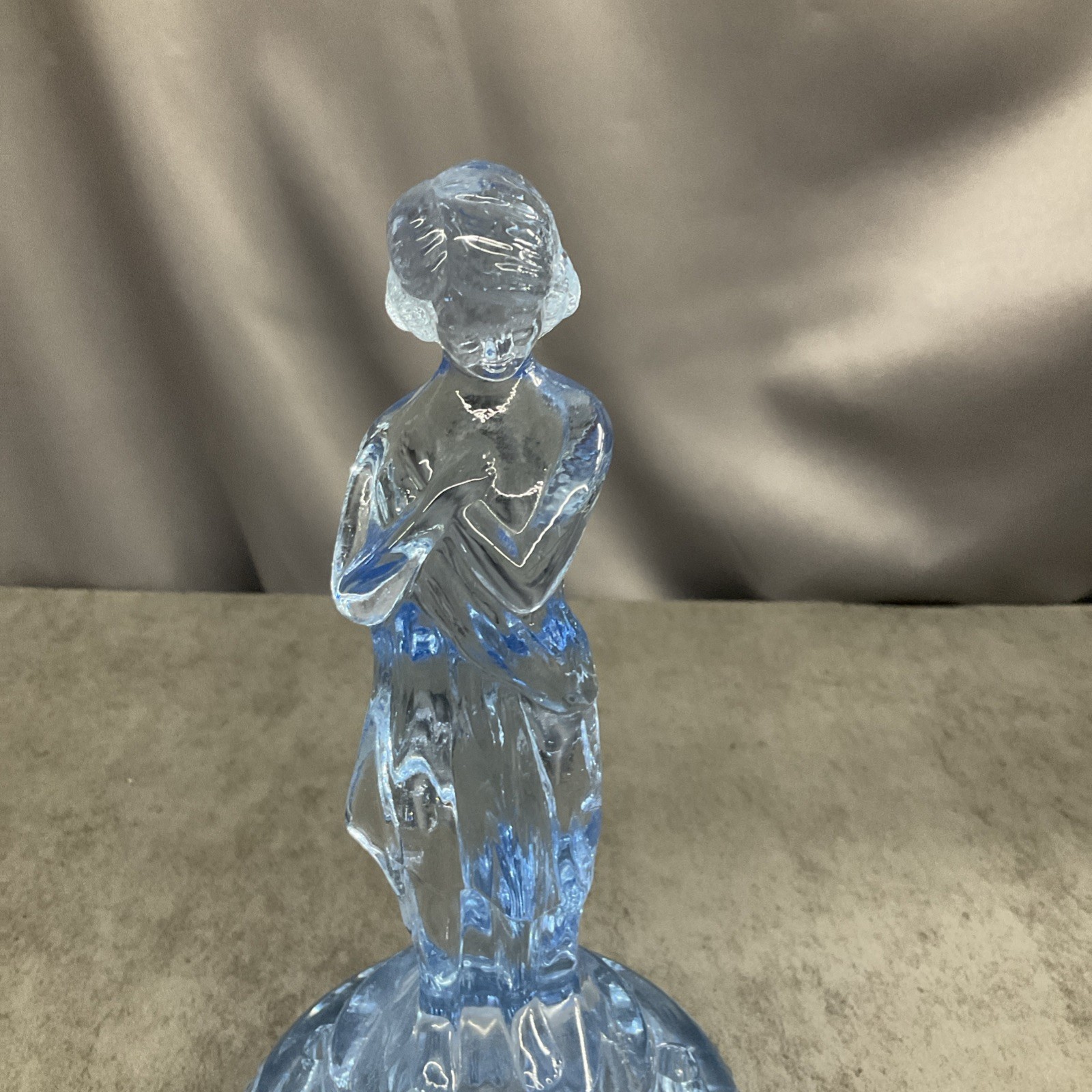 Imperial Glass Draped Lady Flower Frog Light Blue