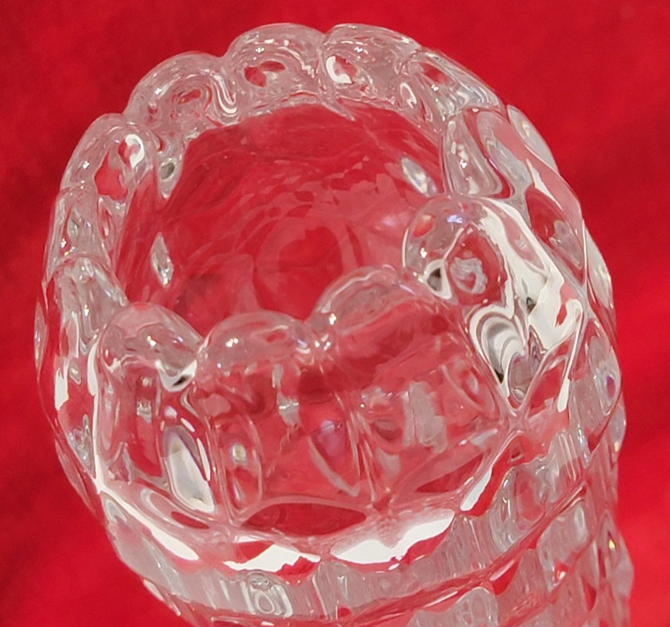 American Cube/Cubist Fostoria Clear Glass Hexagonal Footed Cupped Top Bud Vase