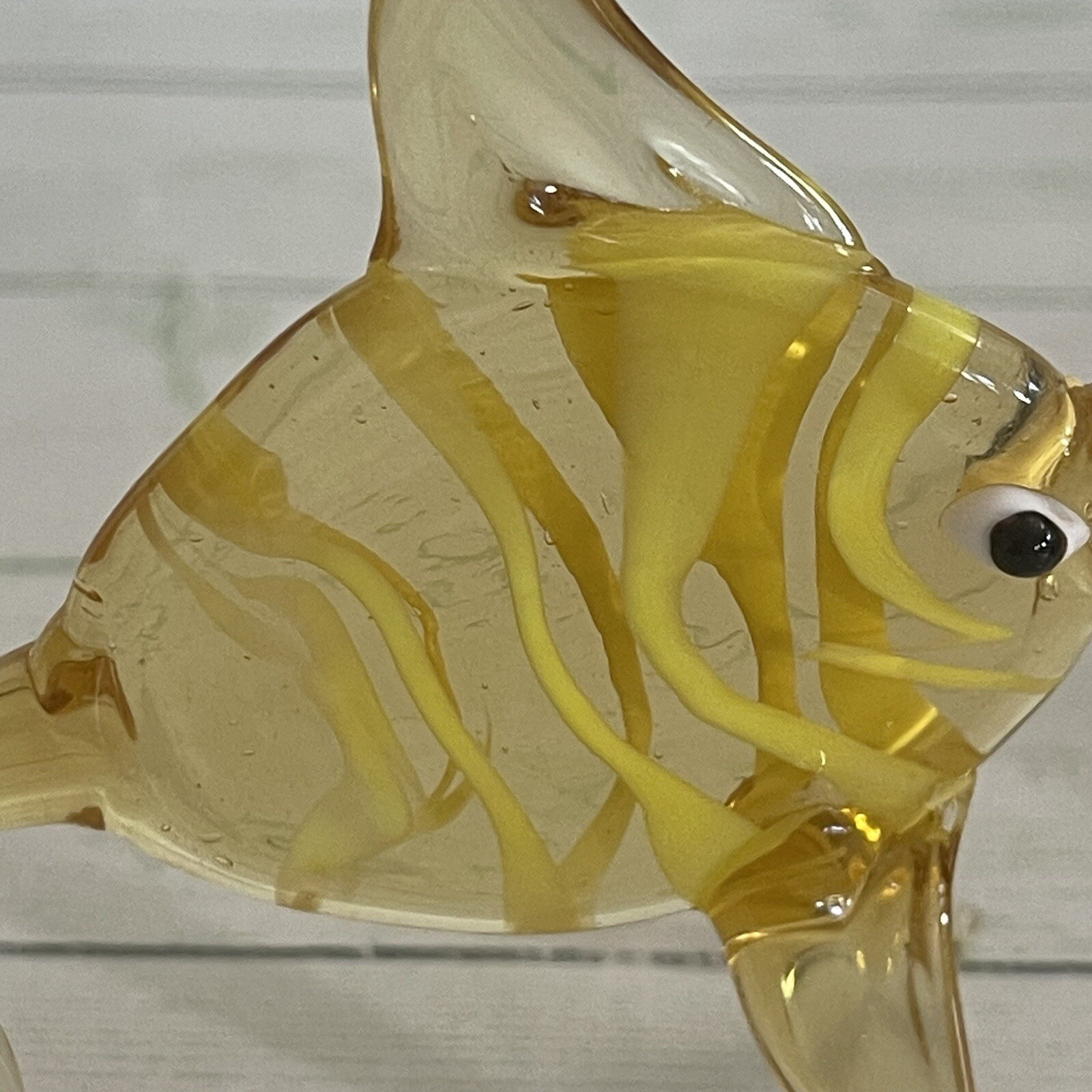 Art Glass 3.50 Yello Striped Angel Fish Figurine Hand Blown