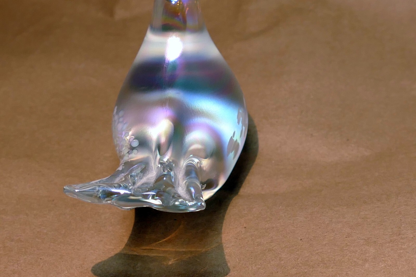 Silvestri Rainbow Snow Bird Figurine Iridescent Art Glass Matte Finish