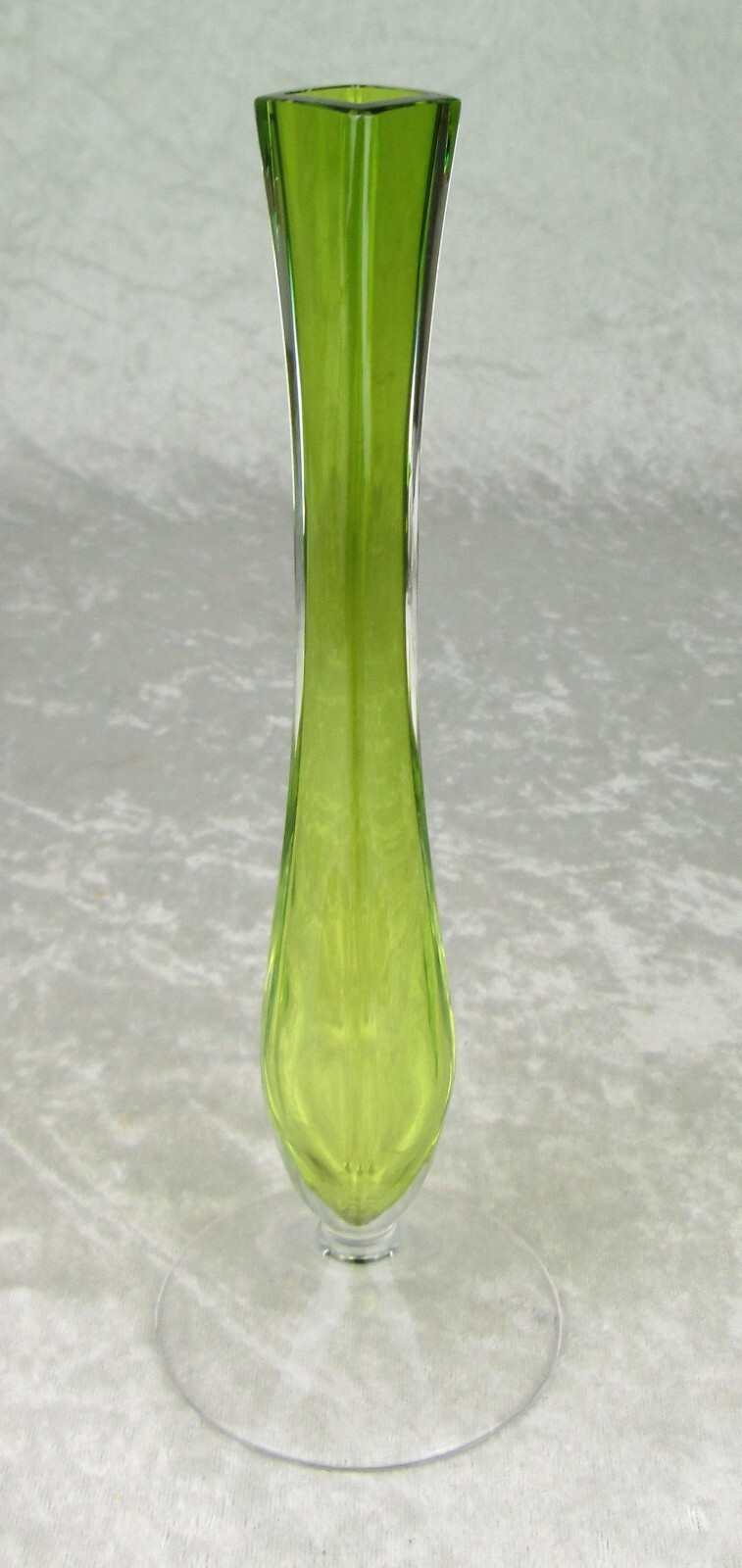 Val St Lambert Green Cased Glass Bud Vase 9-1/4 inch Tall Mid Century Modern VSL