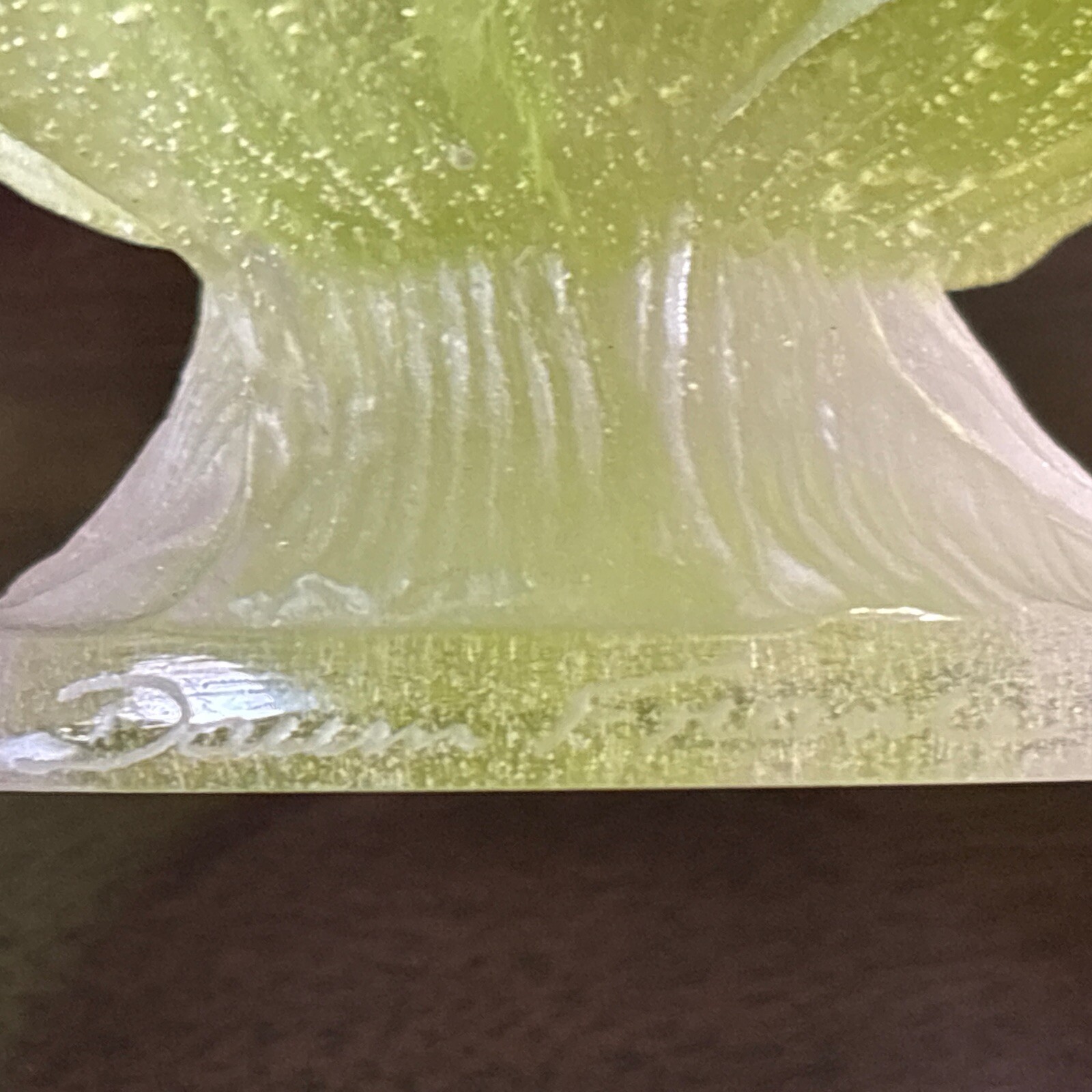 DAUM FRANCE PATE DE VERRE LARGE IRIS CETERPIECE BOWL SIGNED 8 3/4”-MINT