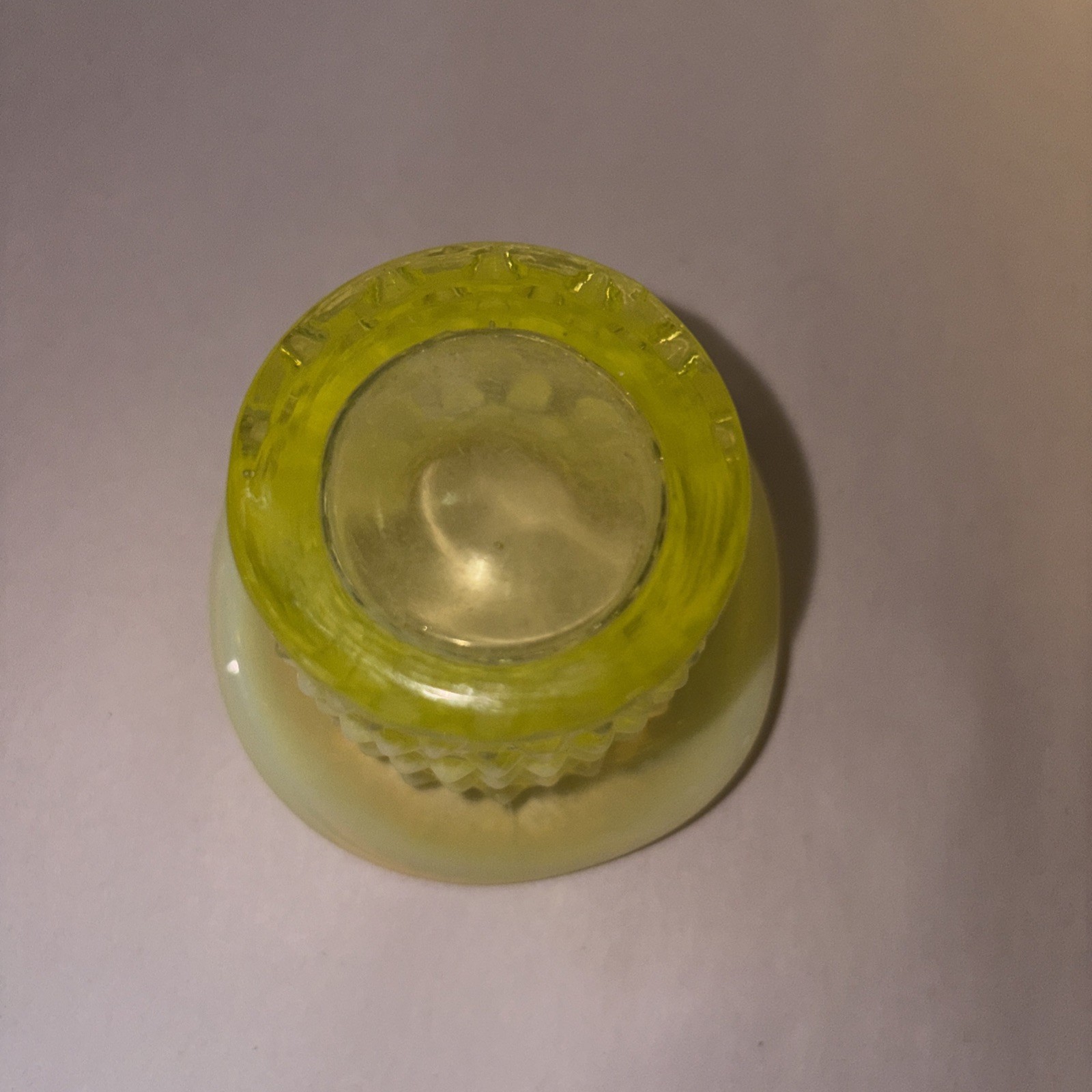 Fenton Topaz Hobnail Opalescent Vaseline Hobnail Uranium Glass Top Hat Vase