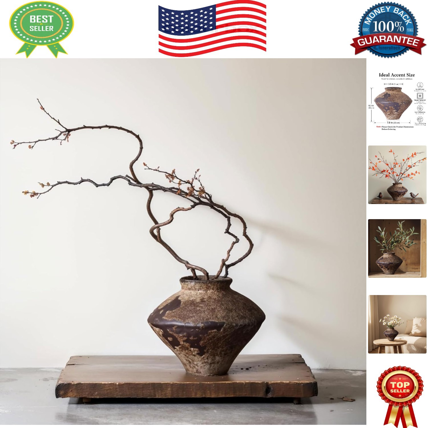 Elegant 6.3-Inch Vintage Ceramic Vase – Ideal Gift for Housewarming or Weddings