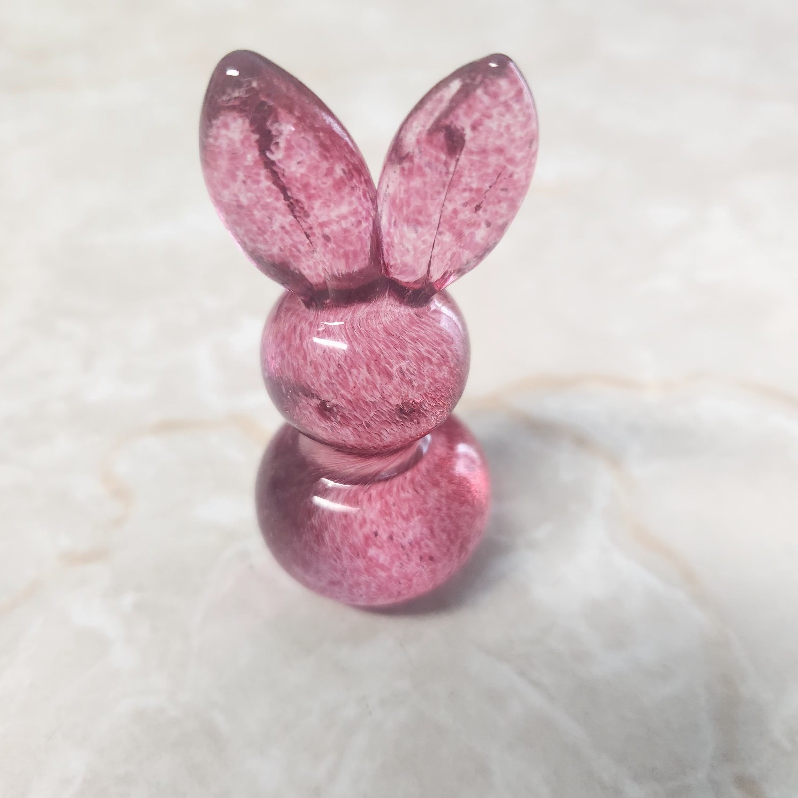 Dark Pink Glass Bunny Rabbit Figure 2.5″ Adorable Easter Spring