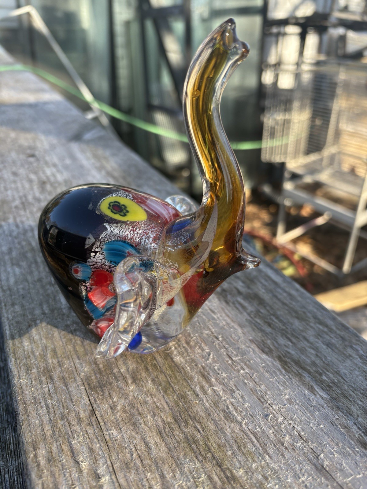 Multicolor Art Glass Animal Figurine Set – Pig, Fish, Owl, Elephant, Floral
