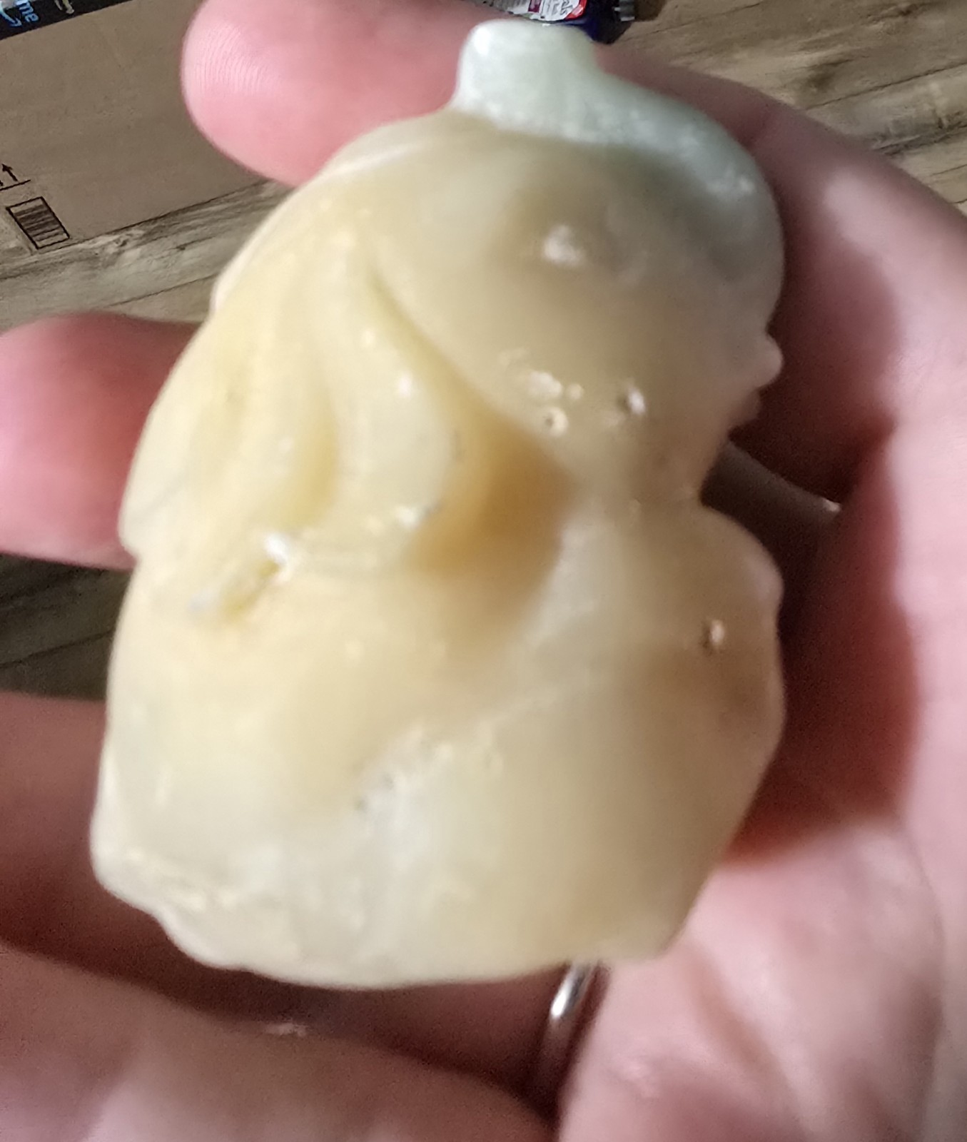 Stone Elephant Figurine Beige Light Yellow Decorative Sculpture