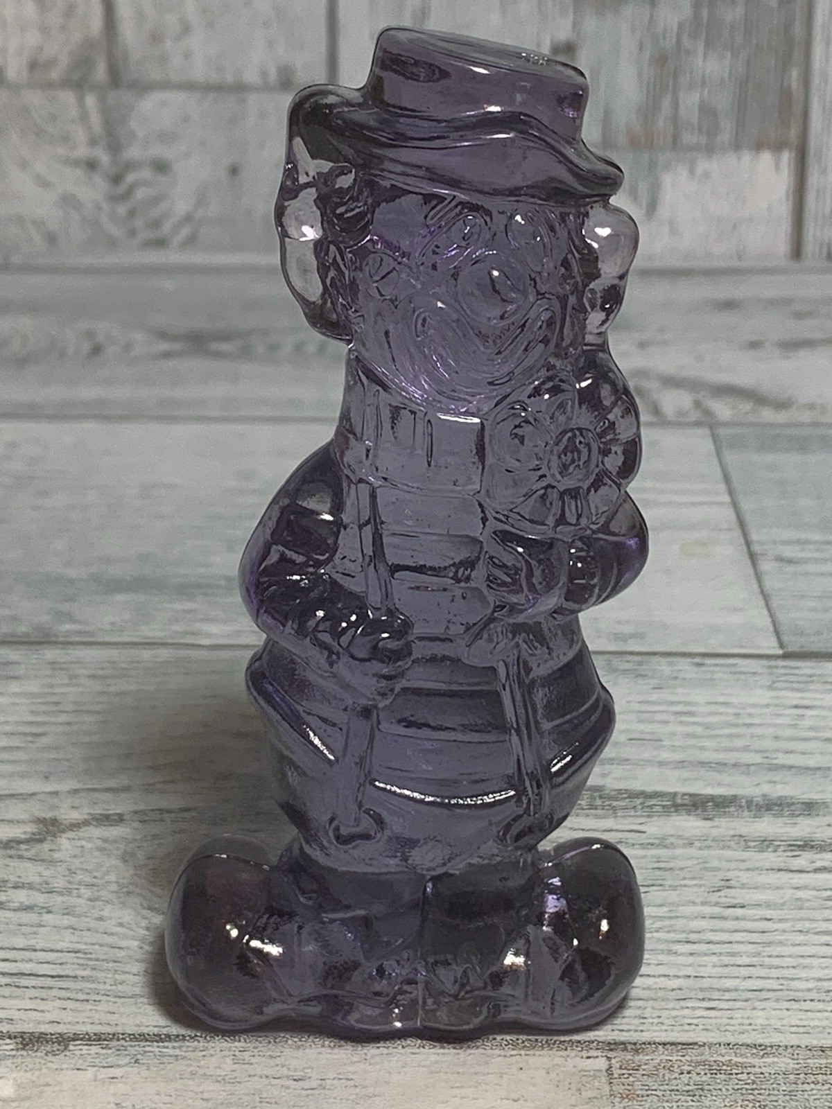 Boyd Glass Virgil Two Faced Happy Sad Clown Clear Purple Glass
