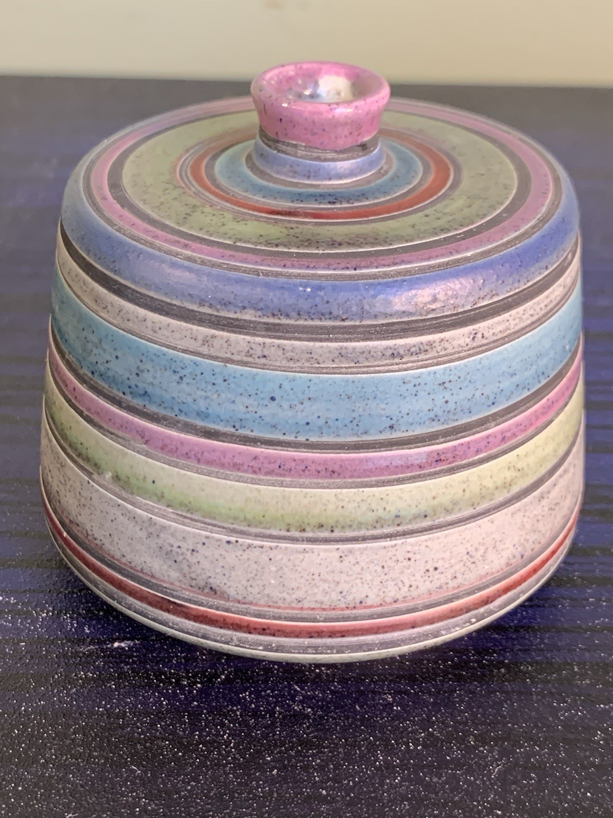 Bitossi 3 Inch Small Seed Vase Aldo Londi Fasce Colorate Pottery Italy MCM VTG