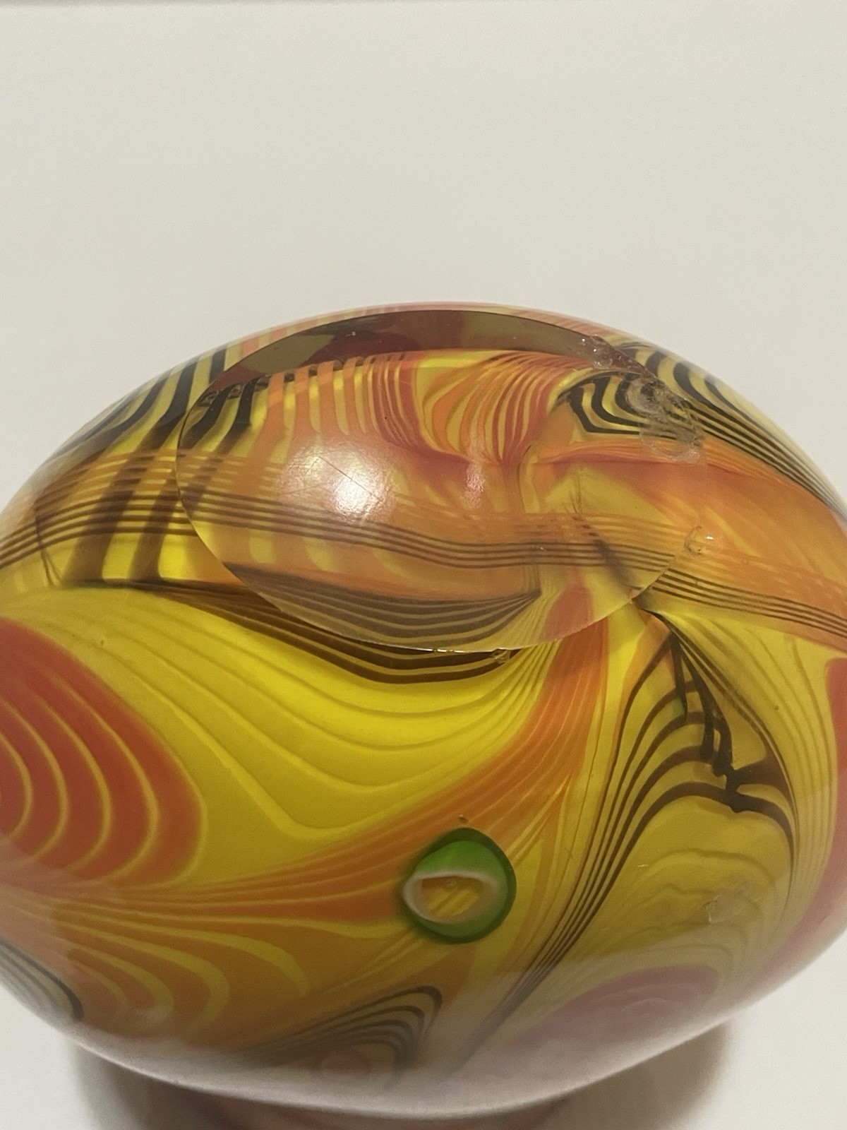 Murano Formia Peacock Eye Pheasant Feather Handkerchief Vase Blue Wing Handles