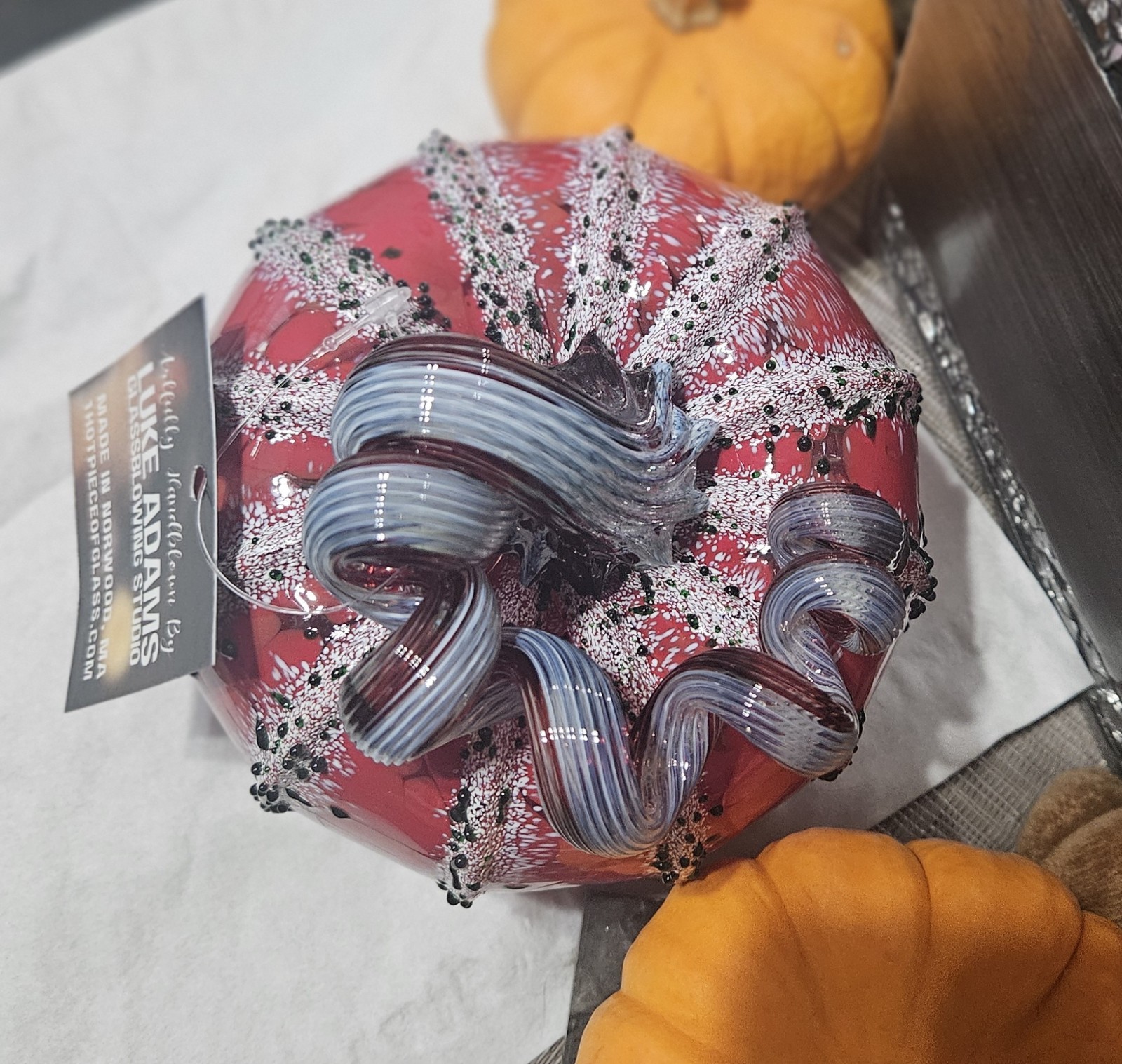 Luke Adams Glassblowing Studio, Candy Cane Lane Glass Pumpkin, Squat Size