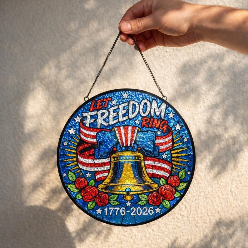 Let Freedom Ring Patriotic Suncatcher Glass