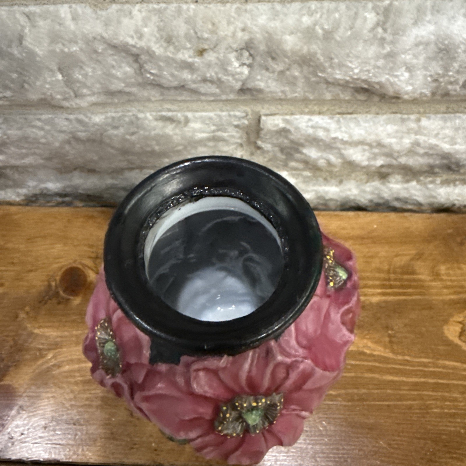 Vintage TIFFIN GLASS 1930s Art Nouveau Black Satin Glass Coralene Red Poppy Vase