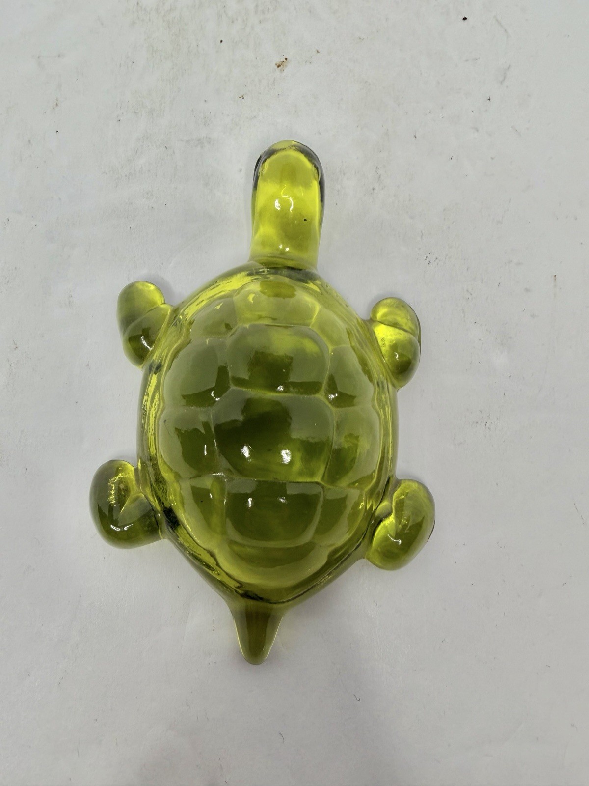 Vintage MCM Viking Glass Avocado Green Turtle Figurine Stunning