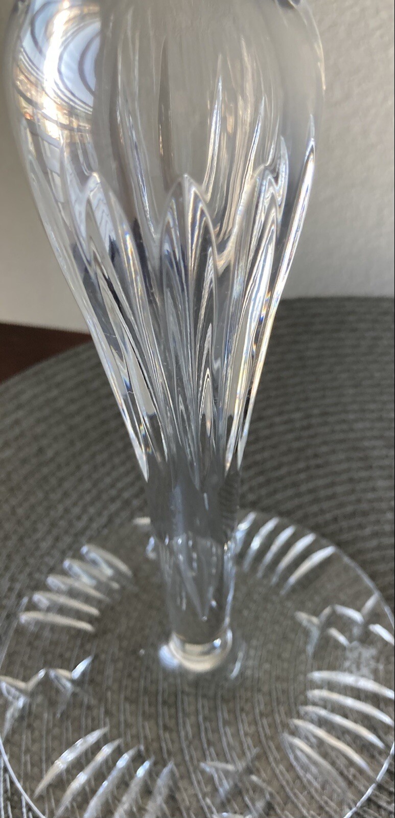 Design Guild Cut Crystal 12″ Candlestick Holders Etched Hungary Set Of 2