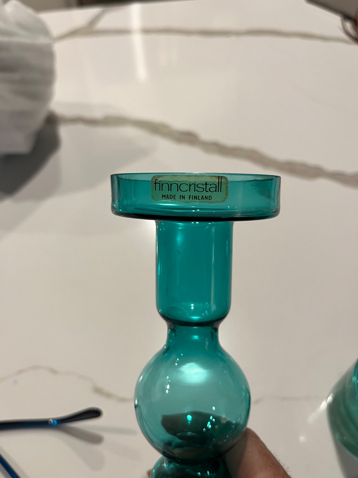 Finland Crystal Riihimaki turquoise glass decor