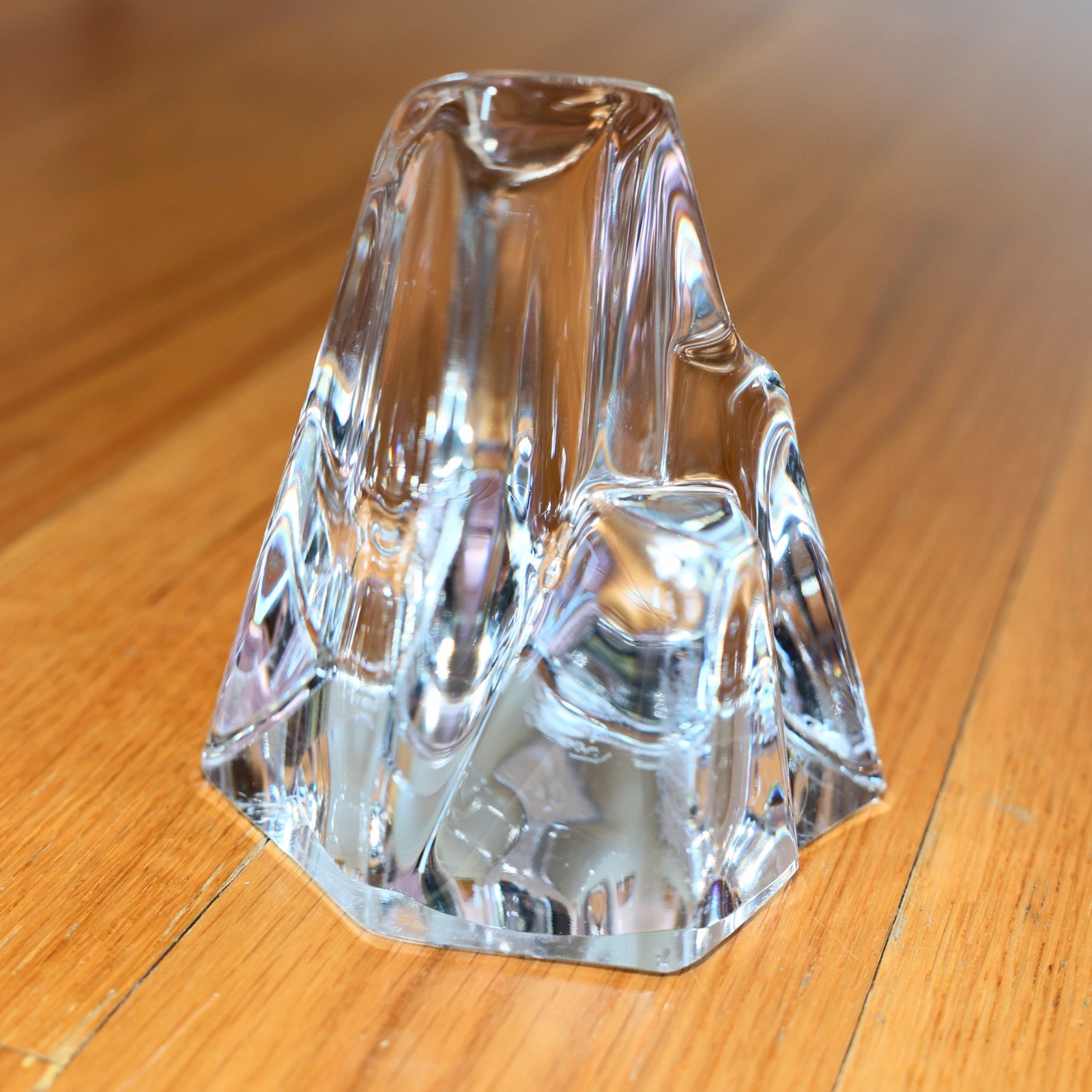 Vintage 60’s-80’s DAUM FRANCE 5″ Clear Crystal Mountains Paperweight, VERY RARE!