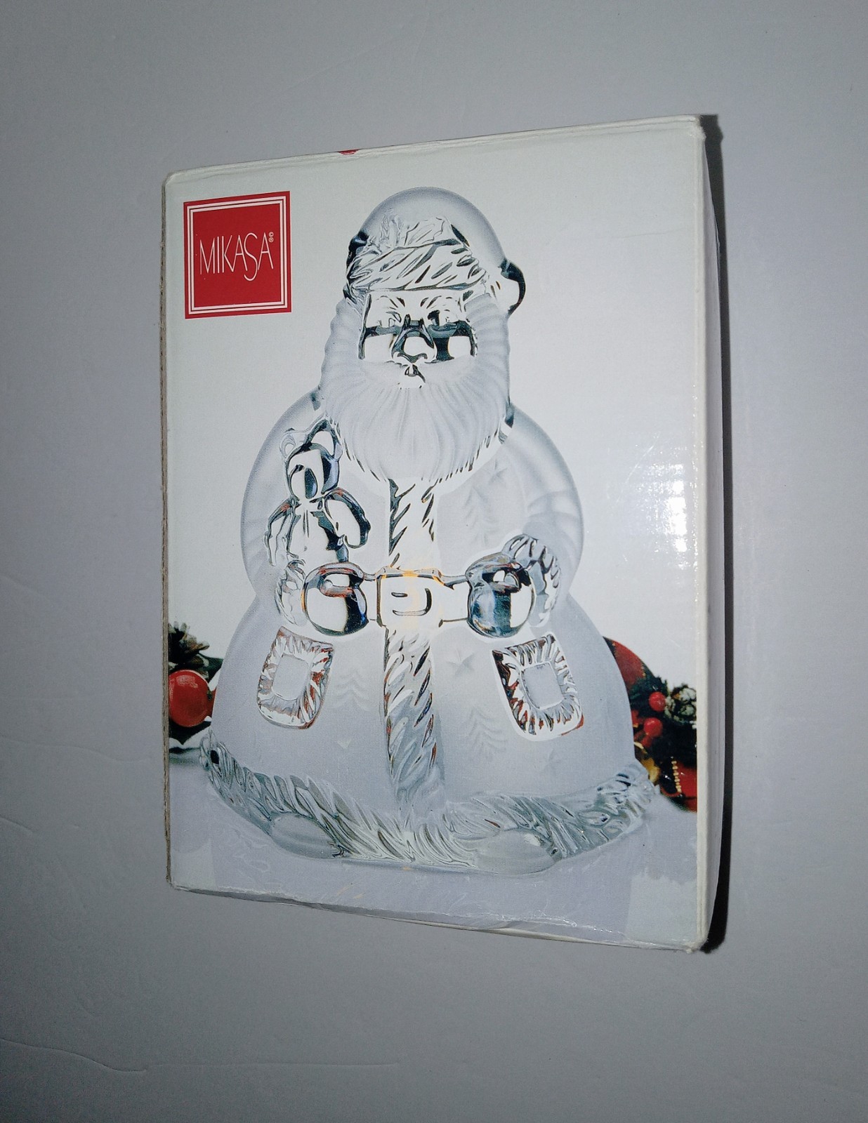 Mikasa Glass Santa’s Glow Tea Light Votive 6″ Clear NIB Christmas Holiday