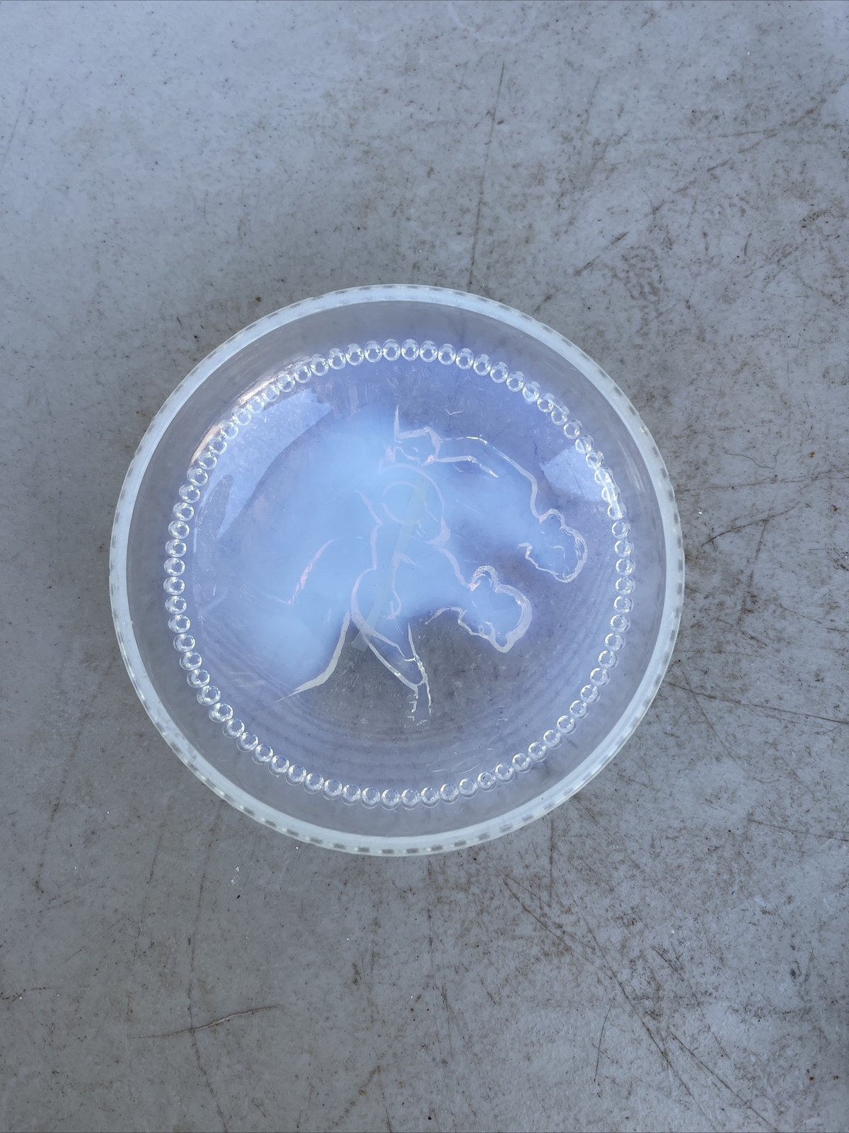 Vintage French Art Deco opalescent glass powder cover
