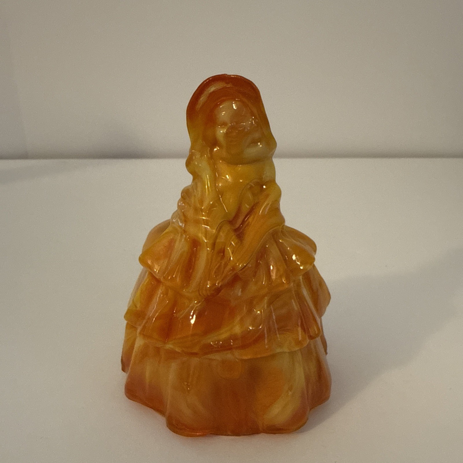 Cadmium Orange Boyd Slag Glass Louise Doll Figurine 1st Mark Sunburst-GLOW 🔥