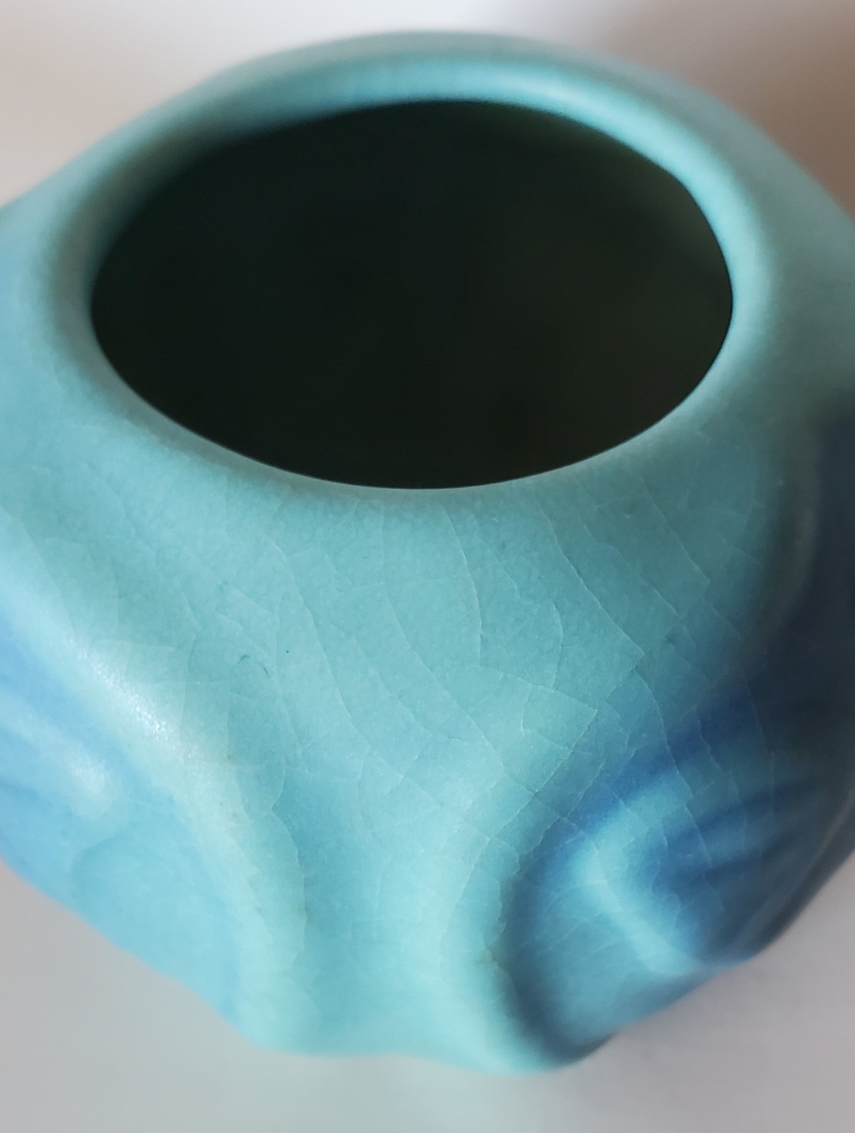 Van Briggle Art Pottery Butterfly Vase 3 inch tall Turquoise