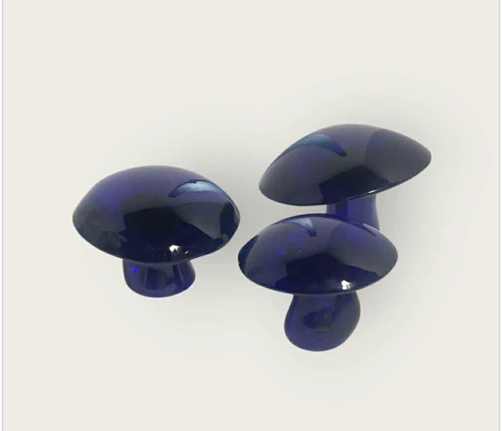 Viking Cobalt Blue Mushroom Set Pressed At Mosser Glass