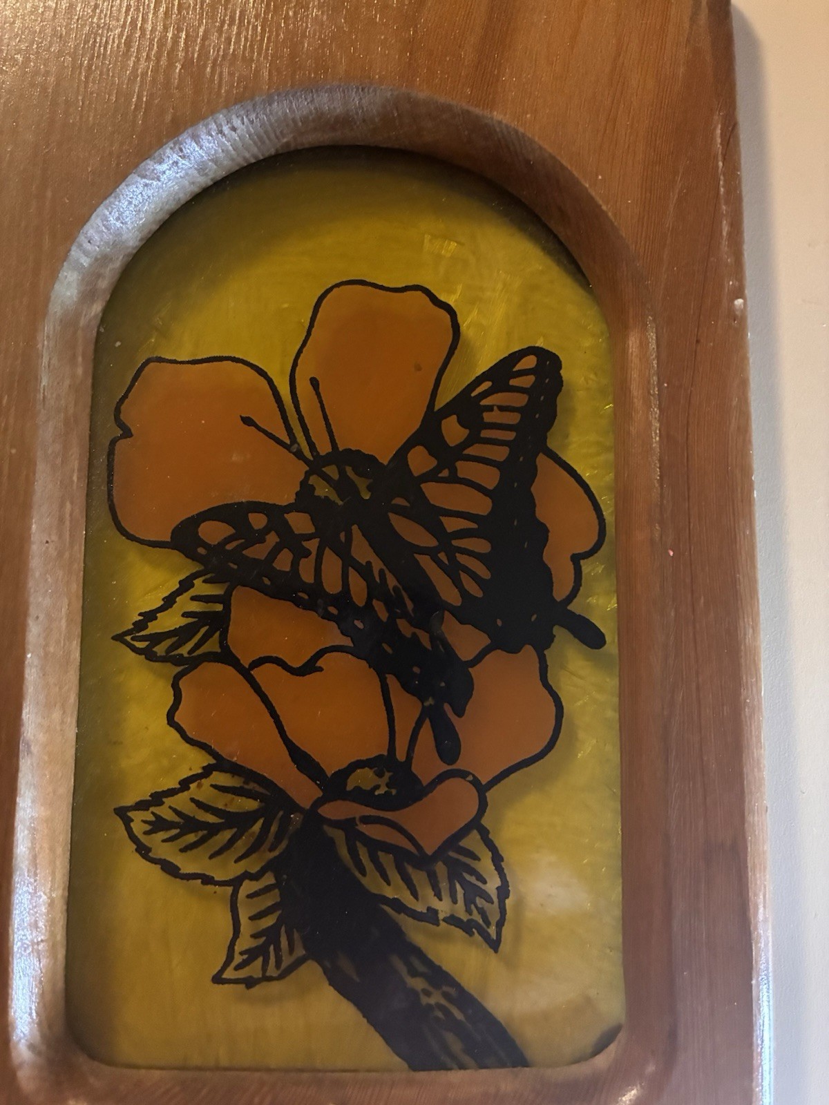 Wooden Box Door with seagulls, Candle Holder With Butterflies on Stained glass