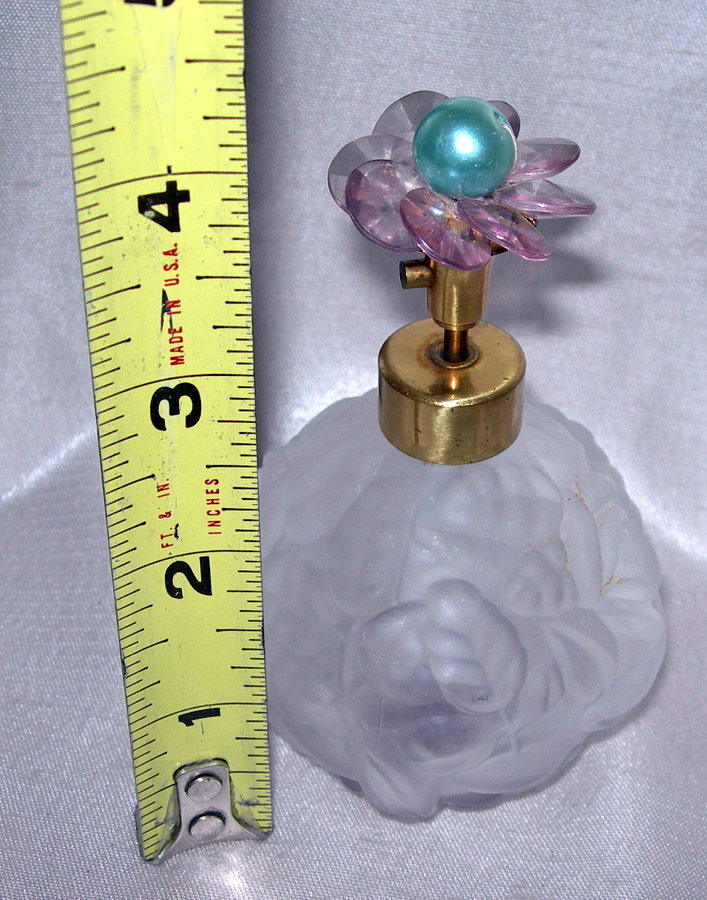 Vintage Irice Atomizer Lilac JEWEL TOP Glass Perfume Bottle Irving Rice NYC