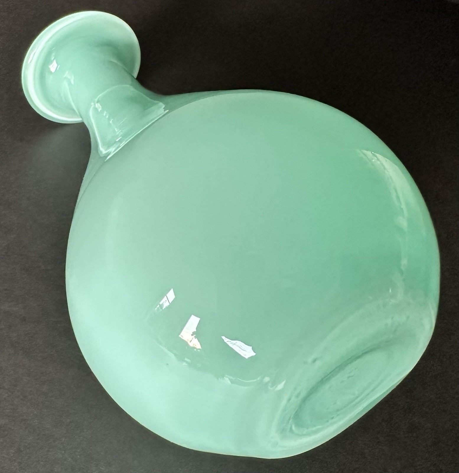 Souffle a la Bouche Mouth Blown Art Glass Vase 8″ Teal Blue Green Exceptional