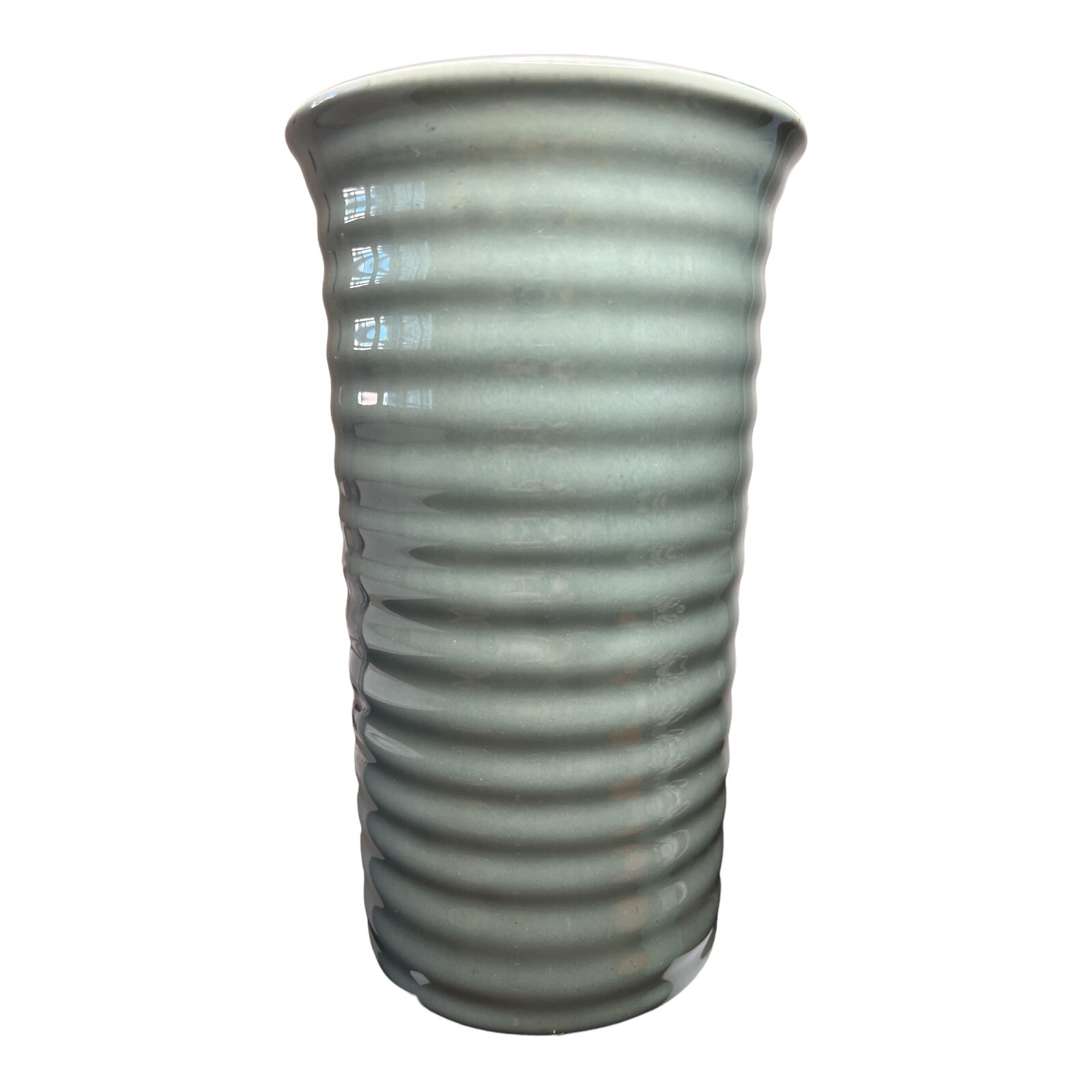 Bauer Company Pottery Ringware Dove Grey Glossy 7.25” Vase Los Angeles 2000