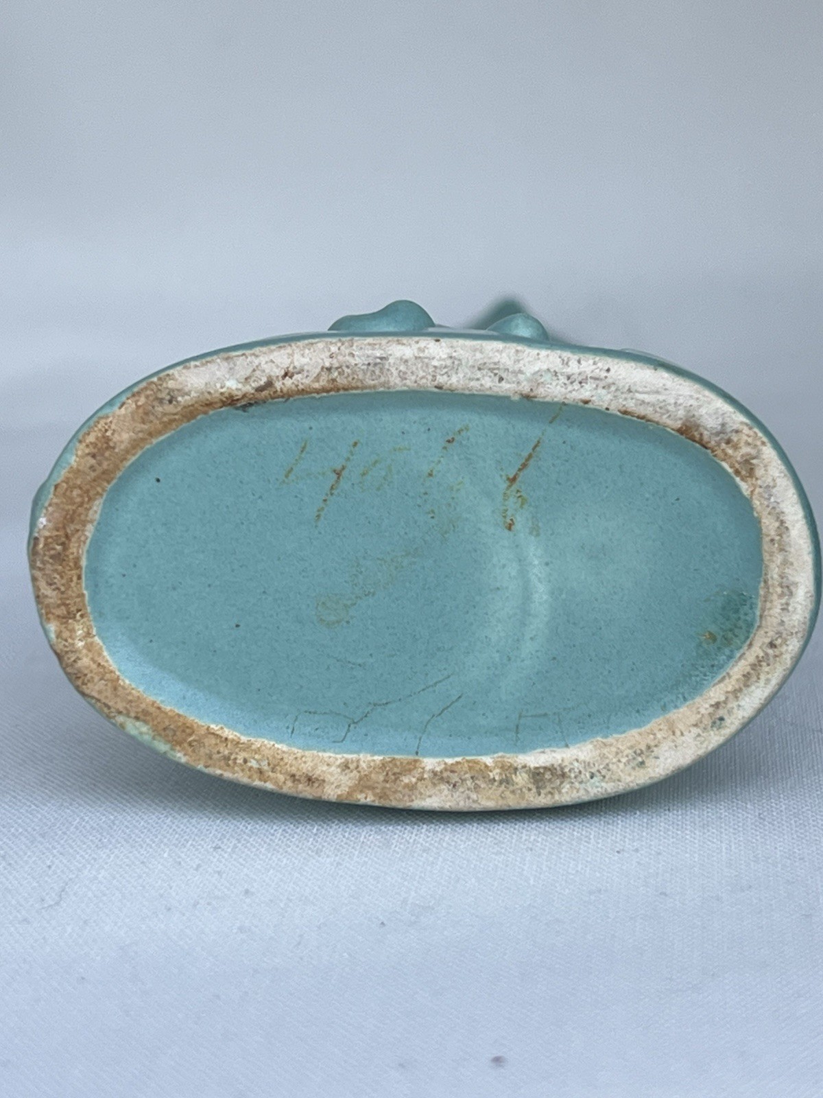 Vintage MCM Turquoise Ceramic Bird Sculpture Elongated Egret Heron Art Pottery