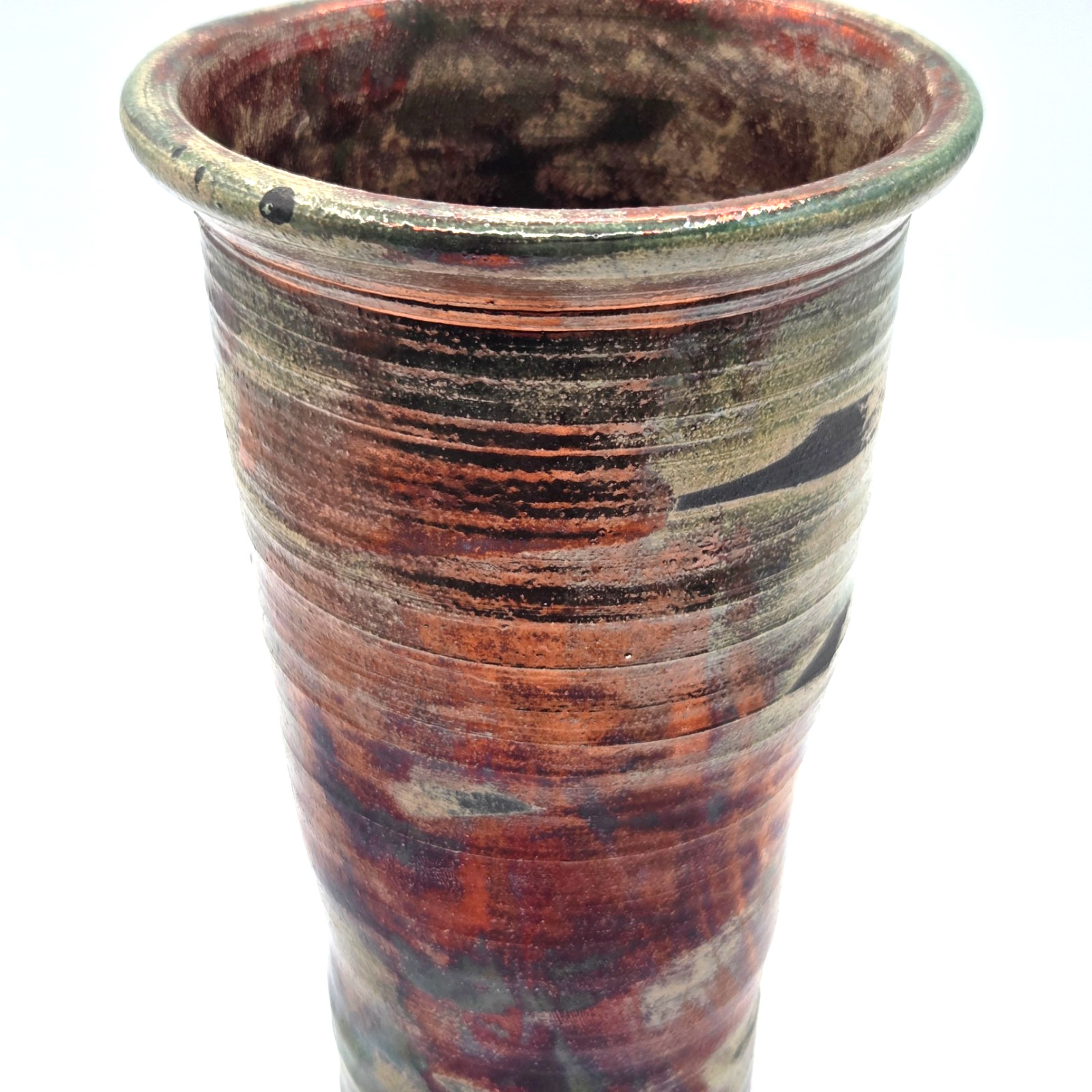 Artisan Pottery Vase 8″ Tall, 4.5″ In Diameter, Unsigned
