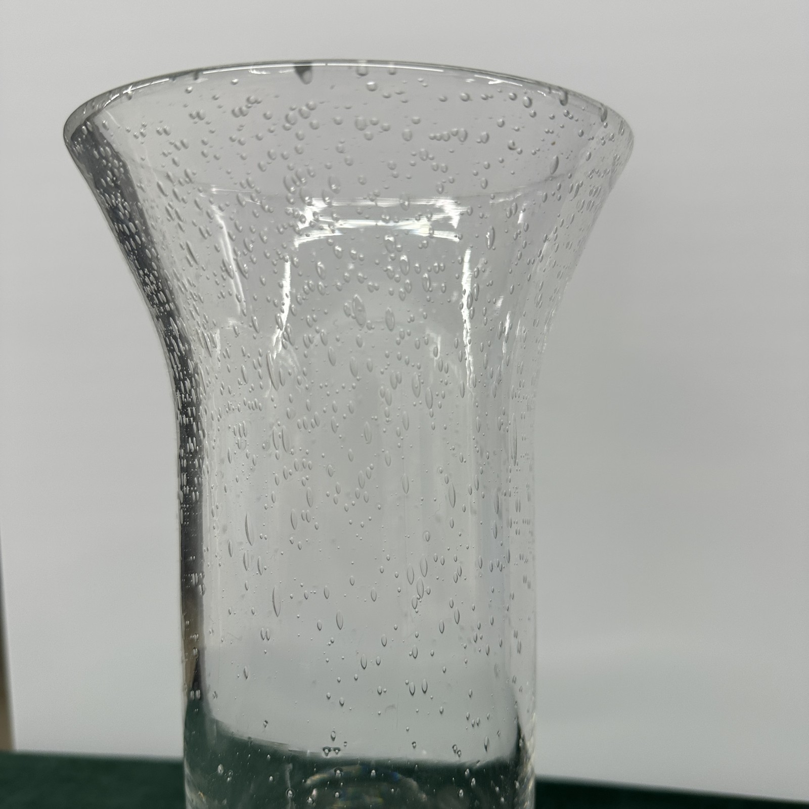 Bohemia Czechoslovakia Seeded Glass Vase Hand Cut Lead Crystal 8.75″ Tall