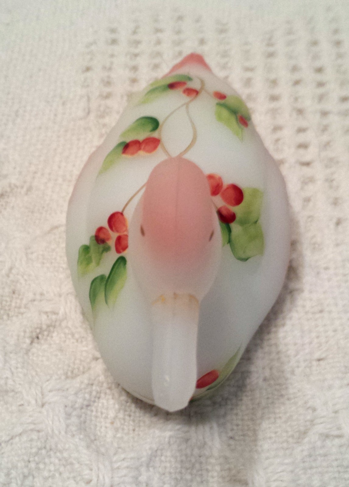 Fenton Hand-Painted Satin Glass Mallard Duck Figurine, Signed D. Thornton