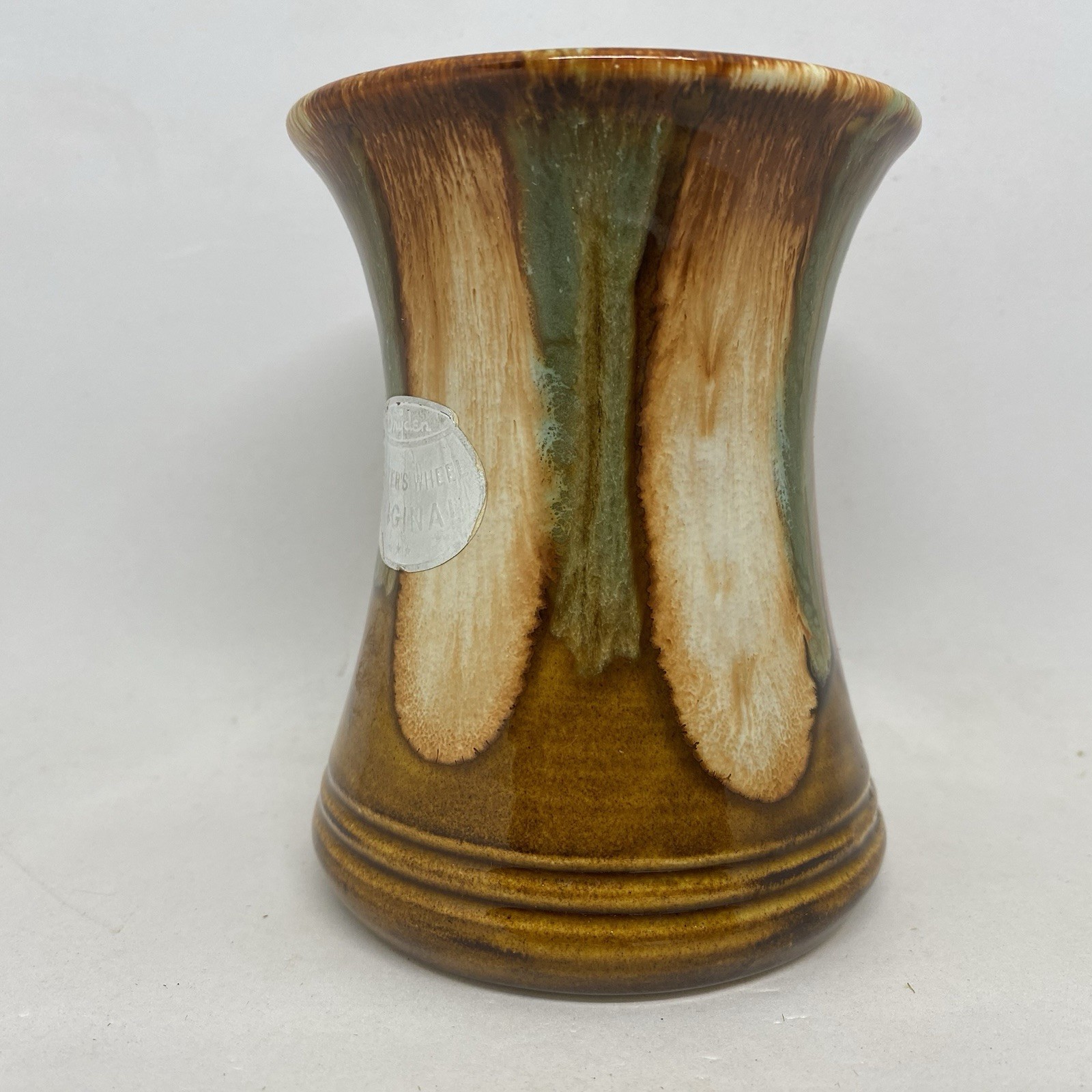 Vintage 1982 DRYDEN Hot Springs Arkansas POTTERY Vase Drip Glaze 4 1/8″T
