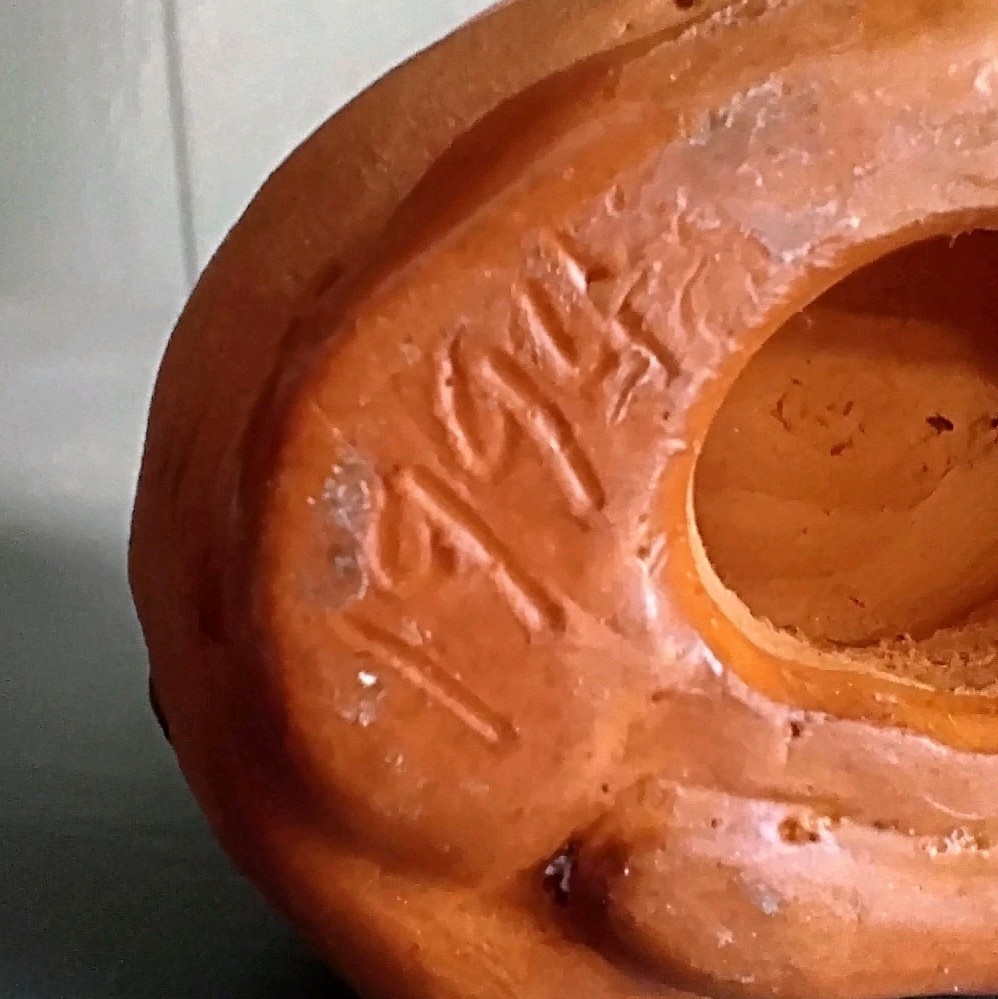 Vintage Ina Owens Bolick Pottery Animal Curled Up Orange Cat Fox Dog Red Clay 94