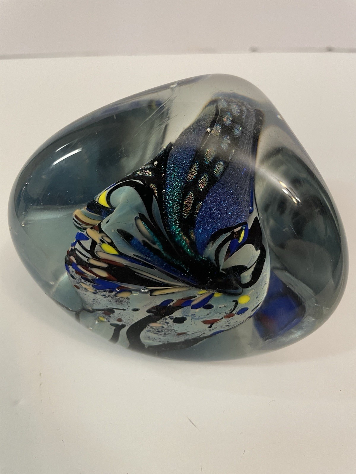 Vintage Art Glass Sculpture Signed Paperweight Undated