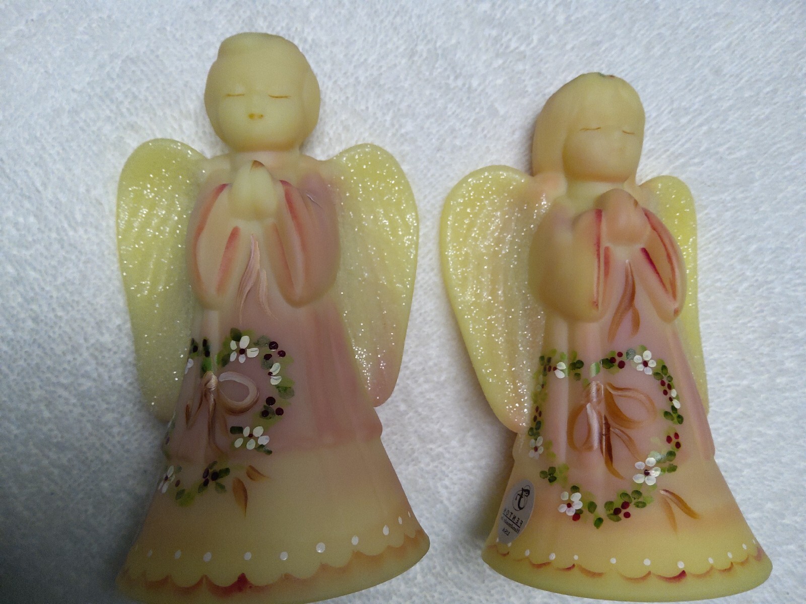 Fenton Burmese L.E. Angels, Lot Of 2, H.P. 1 BOY, 1 GIRL, 2009, Great Gifts! 👍
