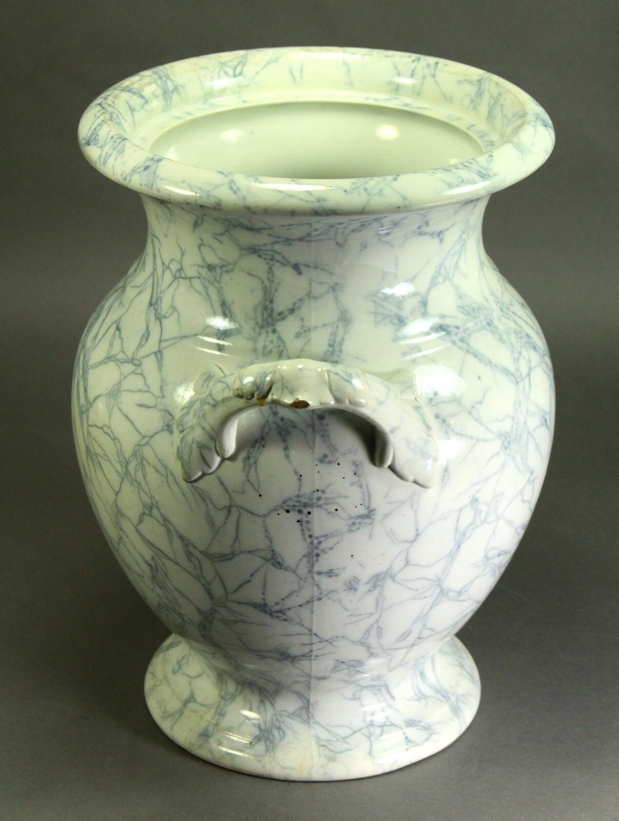 ^ Antique 1860’s ASHWORTH Bros. Hanley Marble-Glaze Pottery Handled Urn Vase 14″