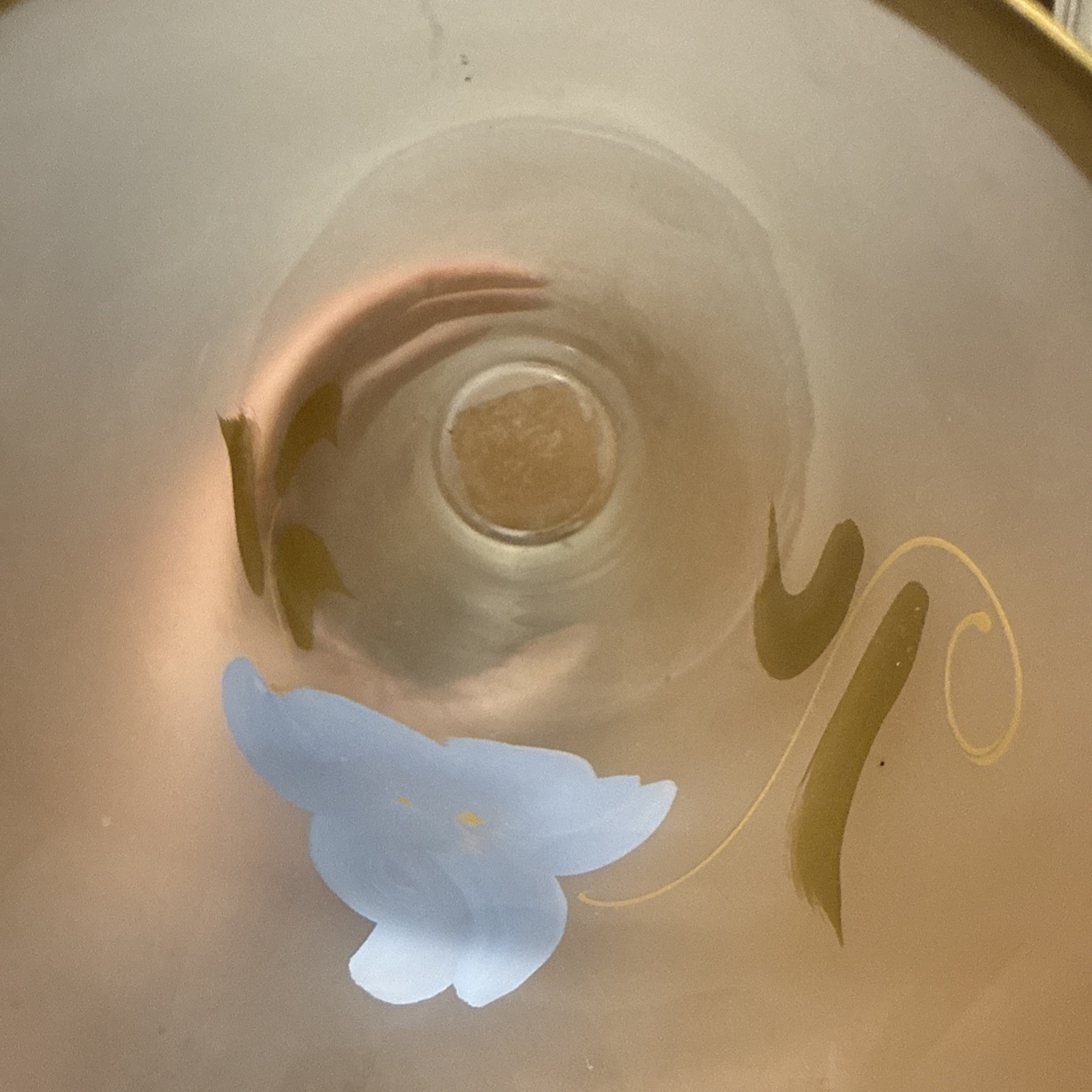 Murano Frosted 10″ Glass Vase With Blue Flower Made in Italy