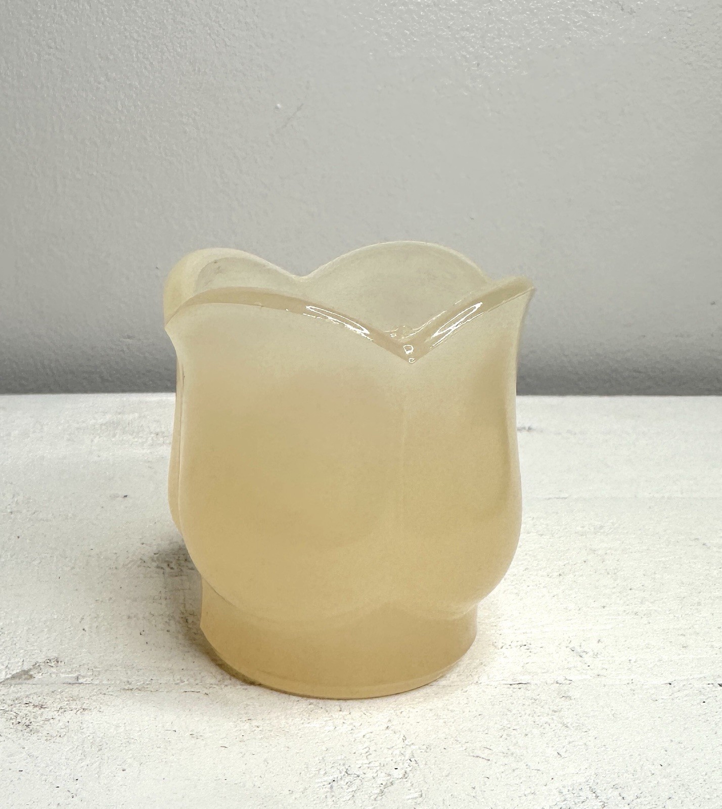 Uranium Glass Tulip Votive Candle Cup Glossy Opalescent Alacite Style UV Glow