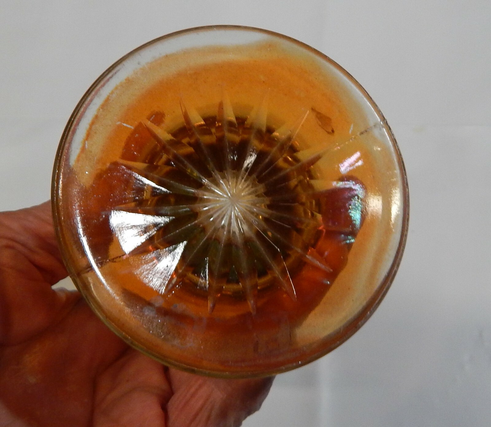 Antique Imperial Carnival Glass Smooth Panel Vase Marigold 6 3/4″